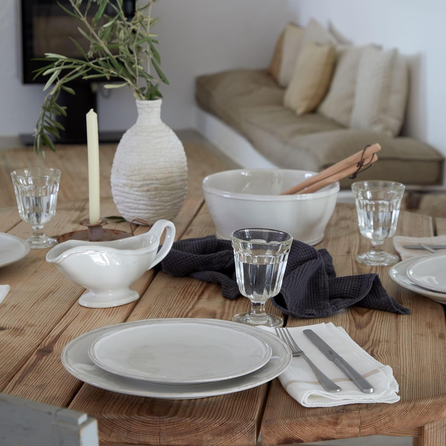 Natural White Stoneware Sauce Gravy Boat