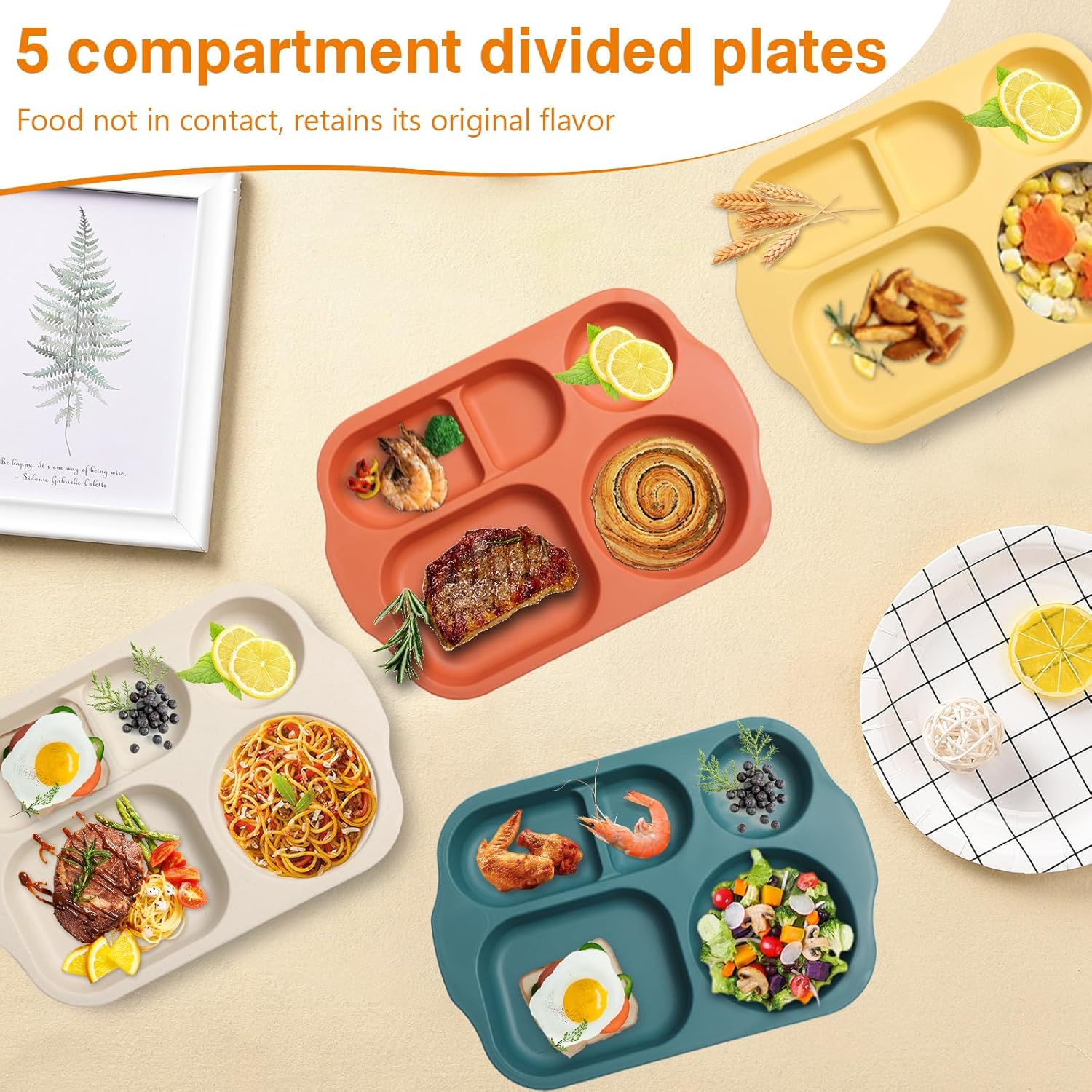 8-Piece Divided Plates Set for Kids Adults and Entertaining Use