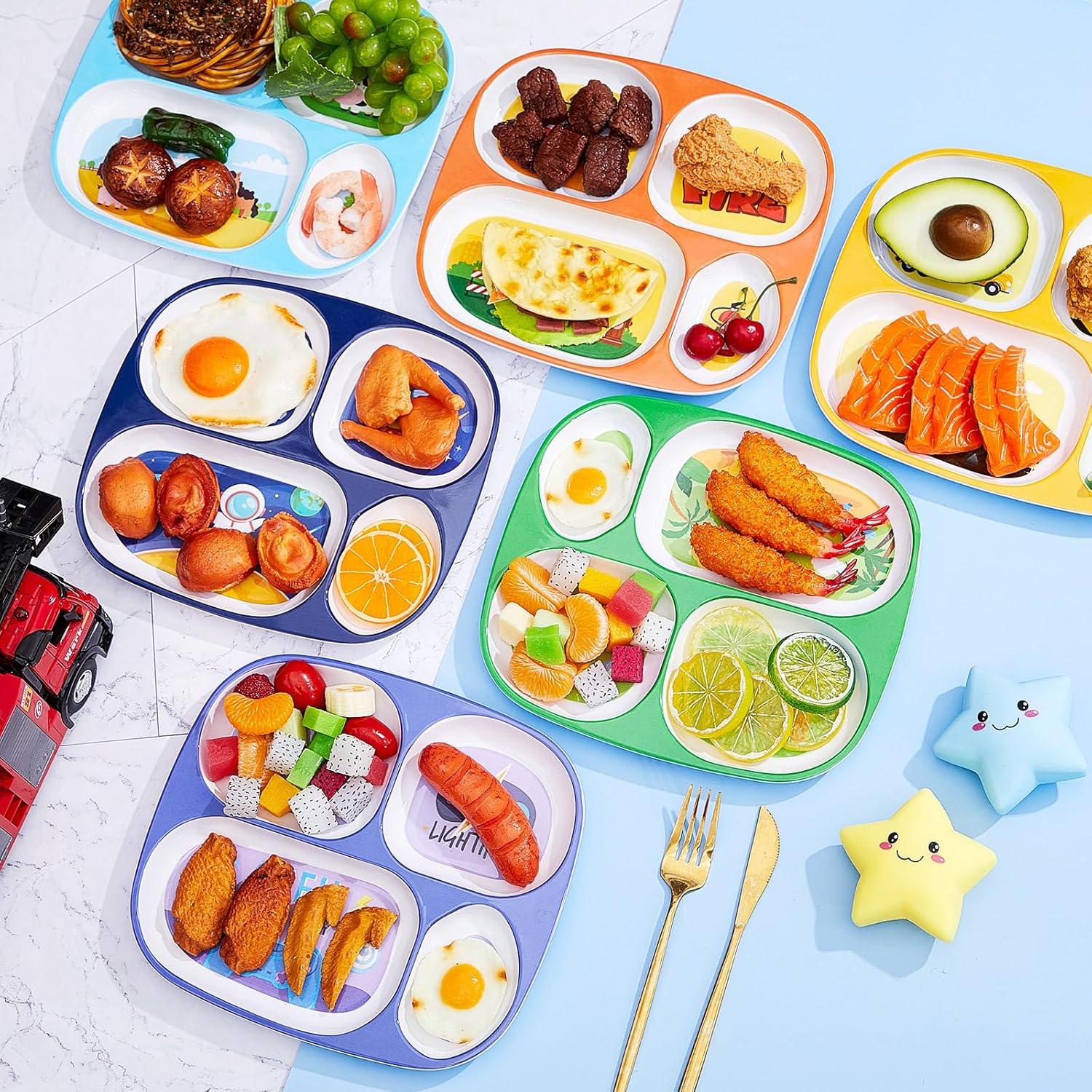 Hushee 6 Pcs 94 x 82 Inch Dinner Plate for Kids