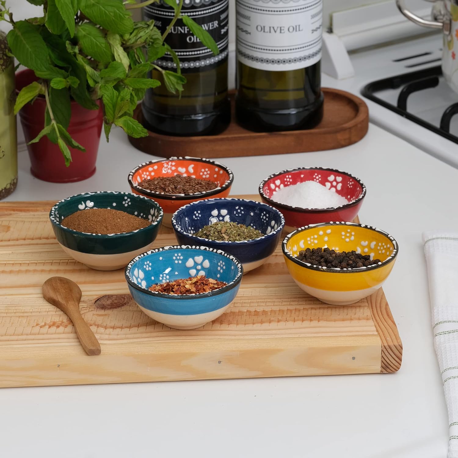 BCS Ceramic Pinch Bowls Set of 6 - Perfect for Cooking and Charcuterie