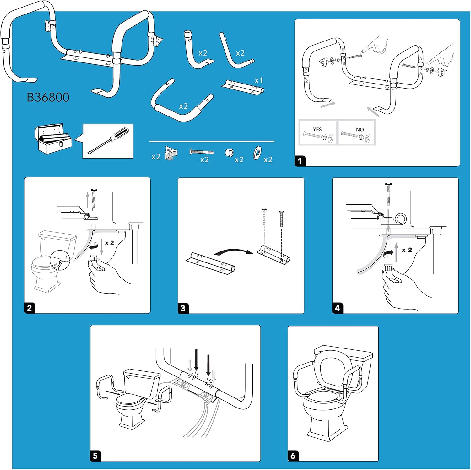 Carex Toilet Safety Frame Adjustable for Elderly Handicapped 300lbs Capacity
