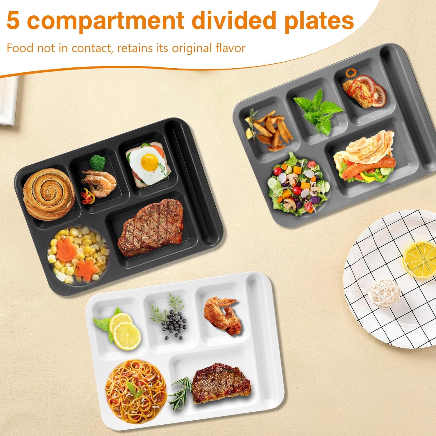 DYB DONGYONGBAO 14 Inch Large Divided Plates Set 3PCS