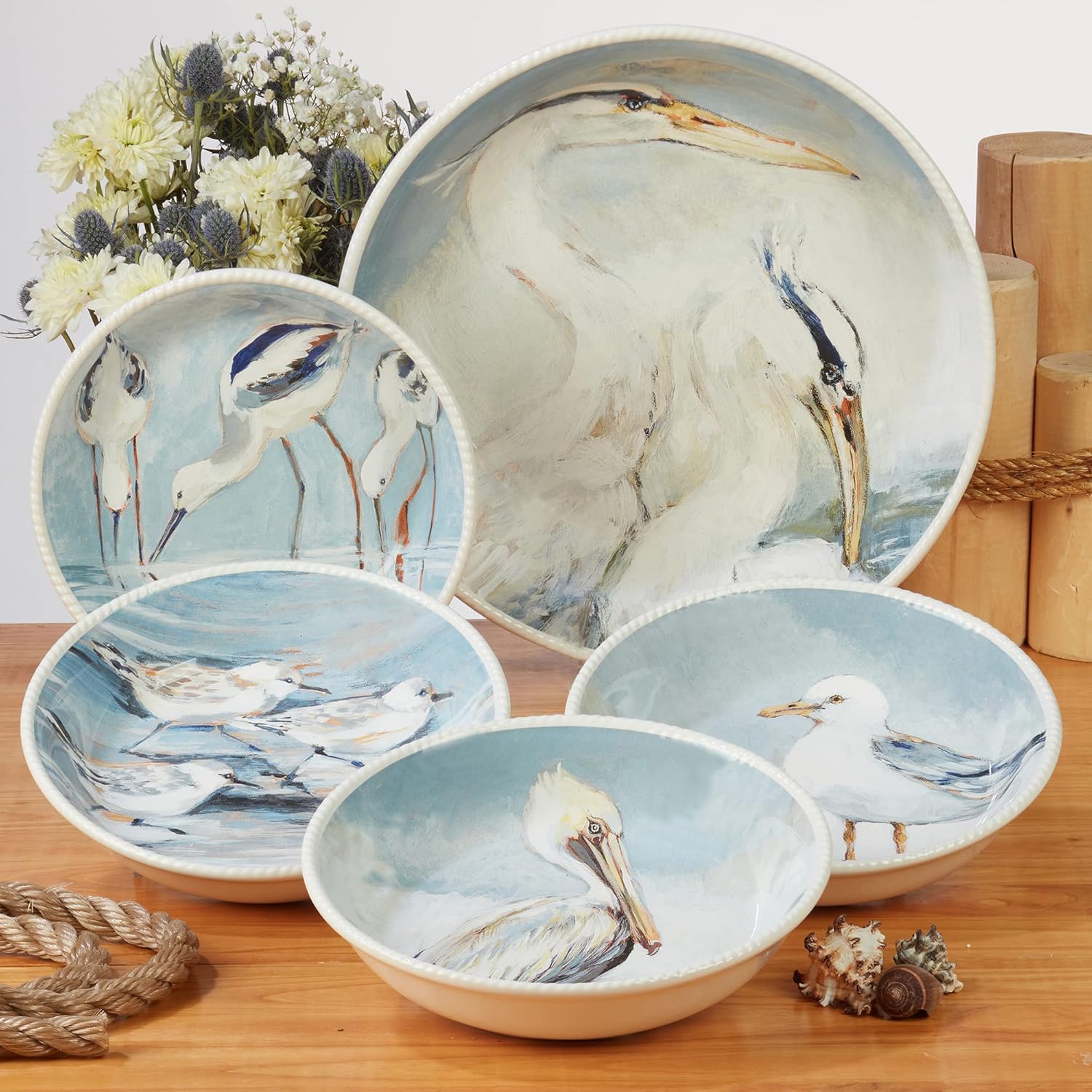 Certified International Shorebirds Set of 4 26 oz Ice Cream Bowls
