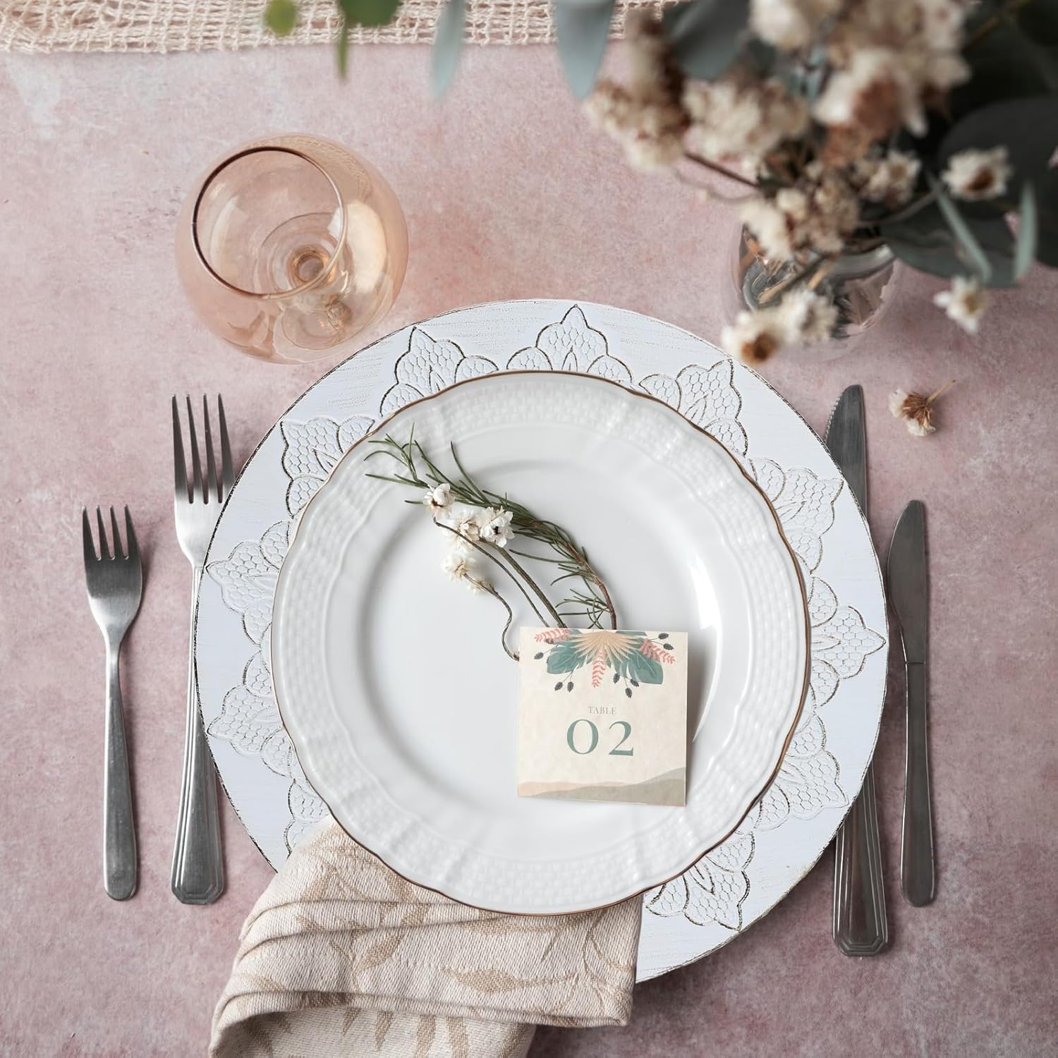 Rustic White Charger Plates Set of 6 Perfect for Dining Entertaining