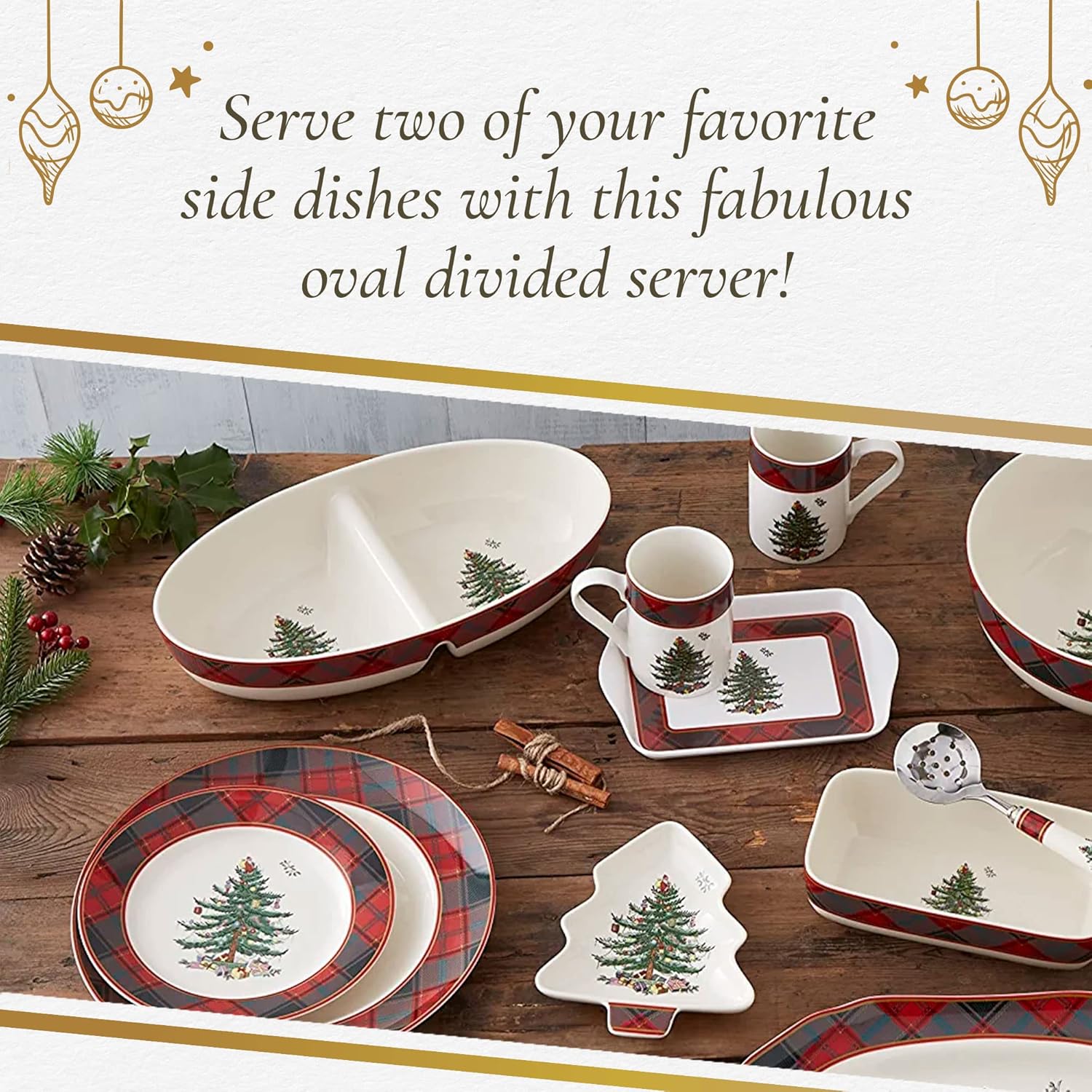 Spode Christmas Tree Tartan Divided Dish