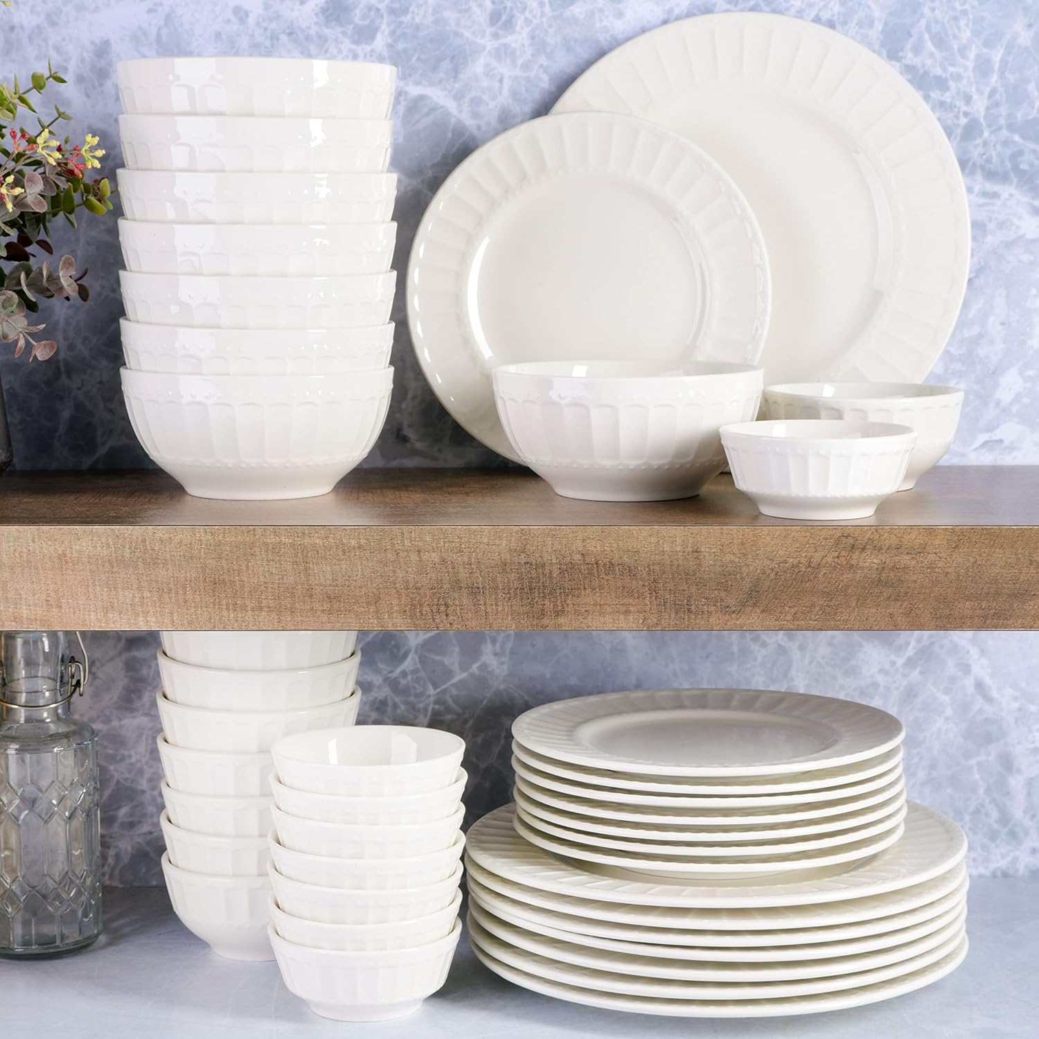 Gibson Home Zen Buffet Dinnerware Set Service for 8 Embossed