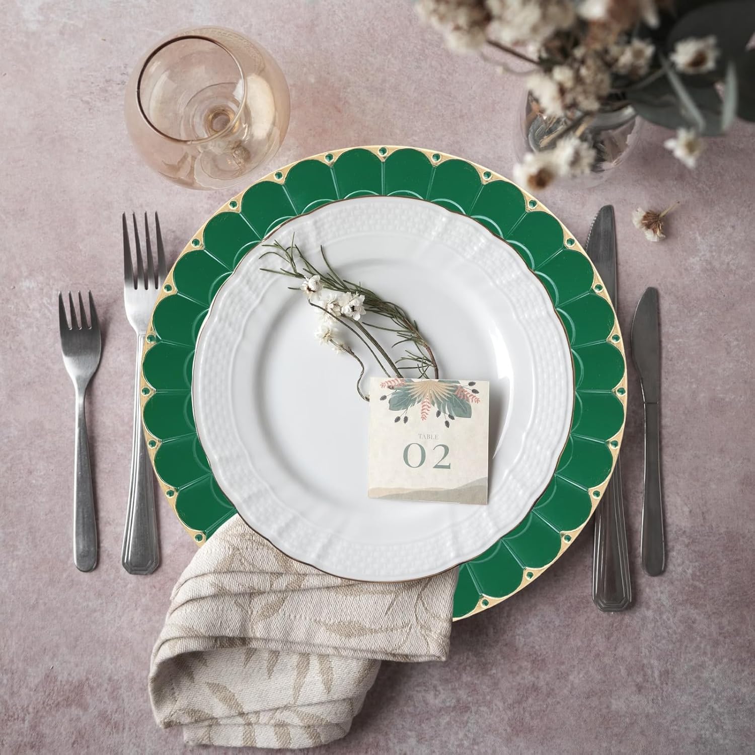 Omuriko Green Charger Plates Set of 6