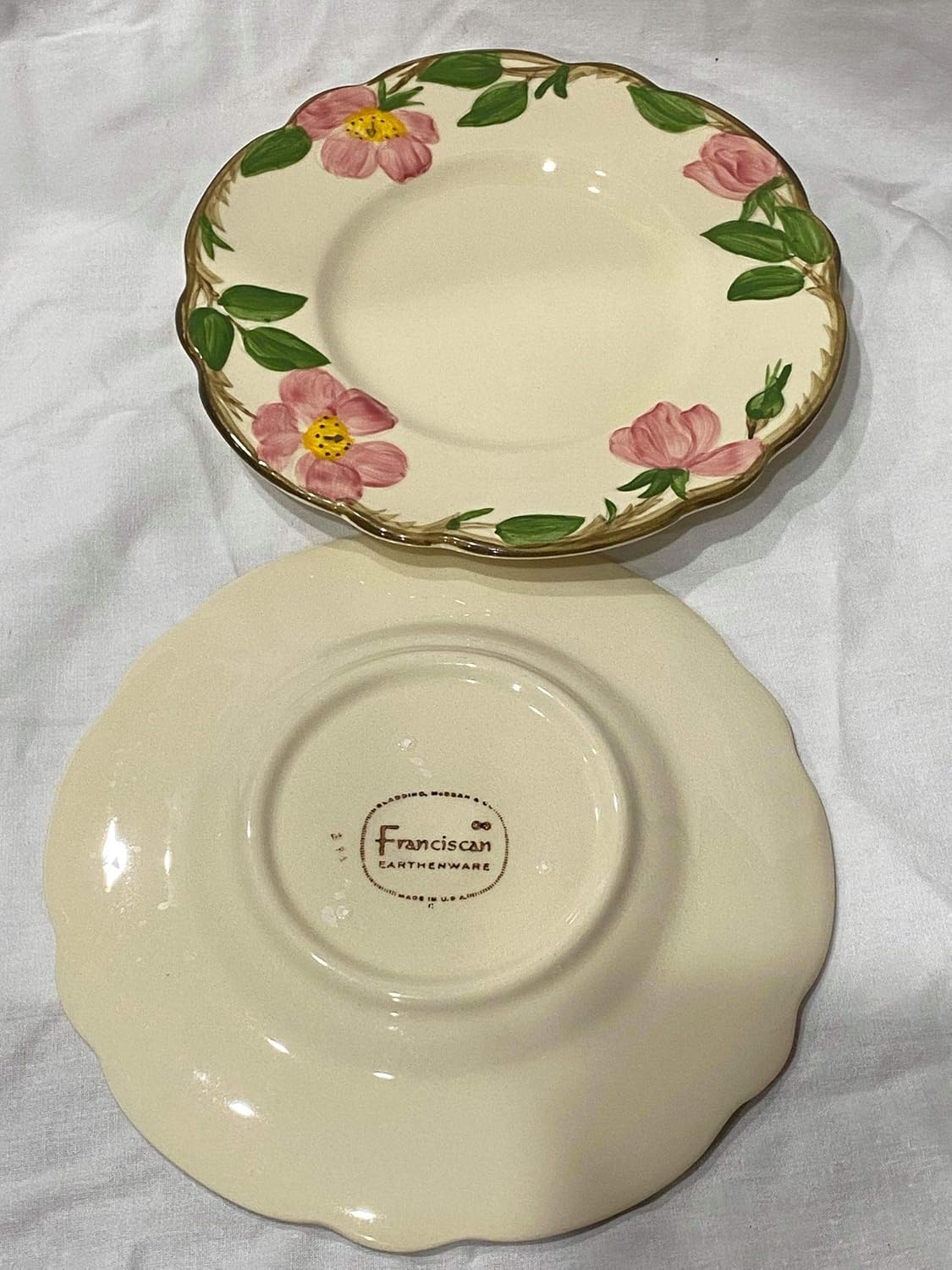 Set of Two 65 Ceramic Bread and Butter Plates with Desert Rose Design