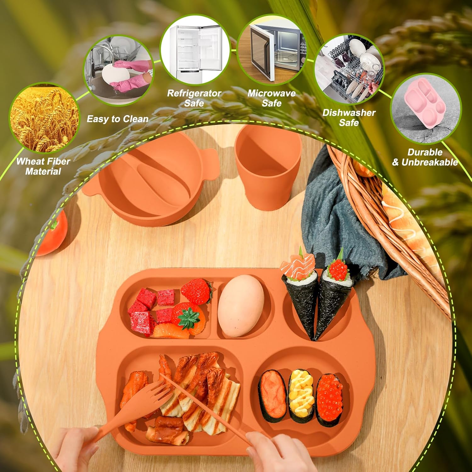 Tanlade 24-Piece Kids Dinnerware Set