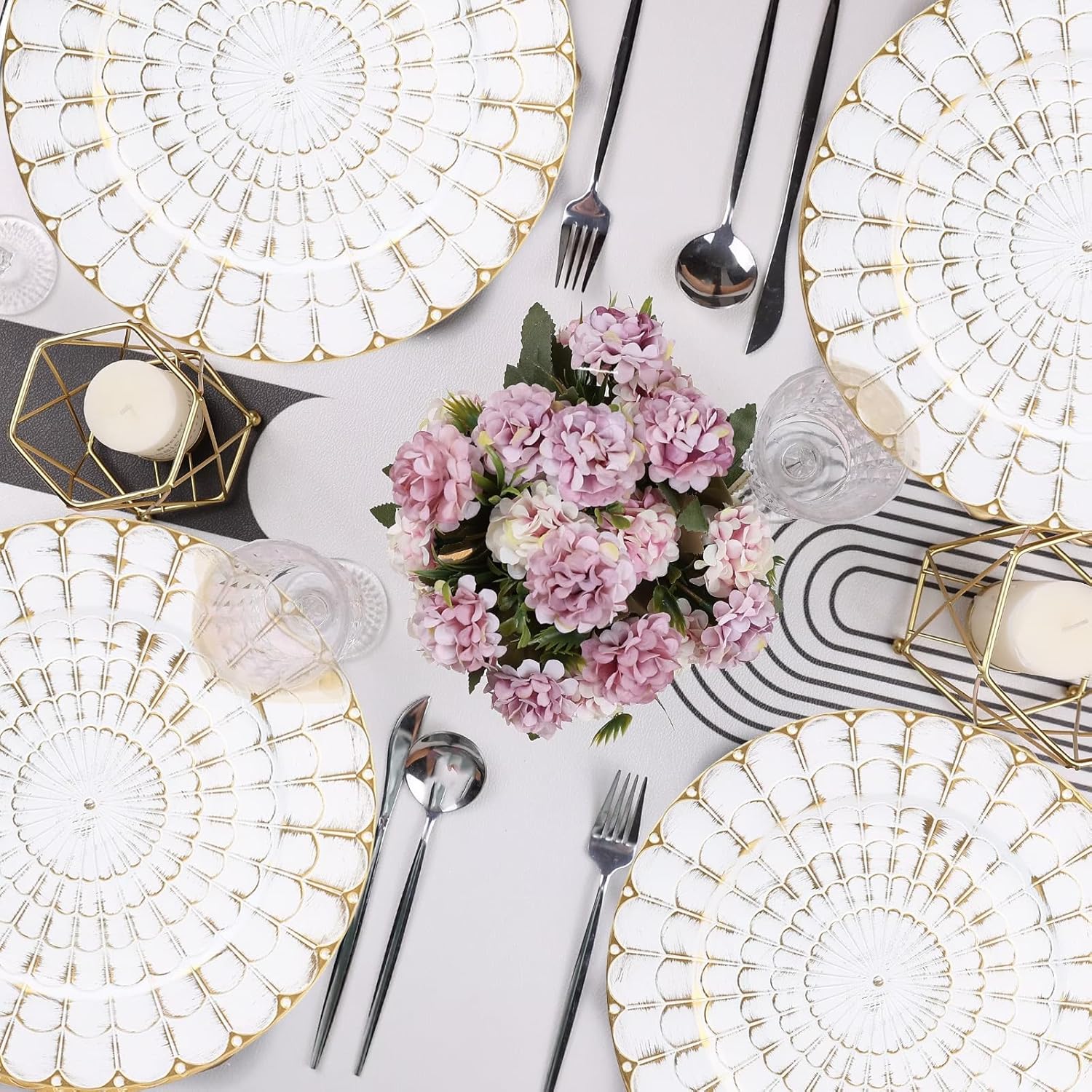 Antique White 12-Piece Dinner Plates in Style