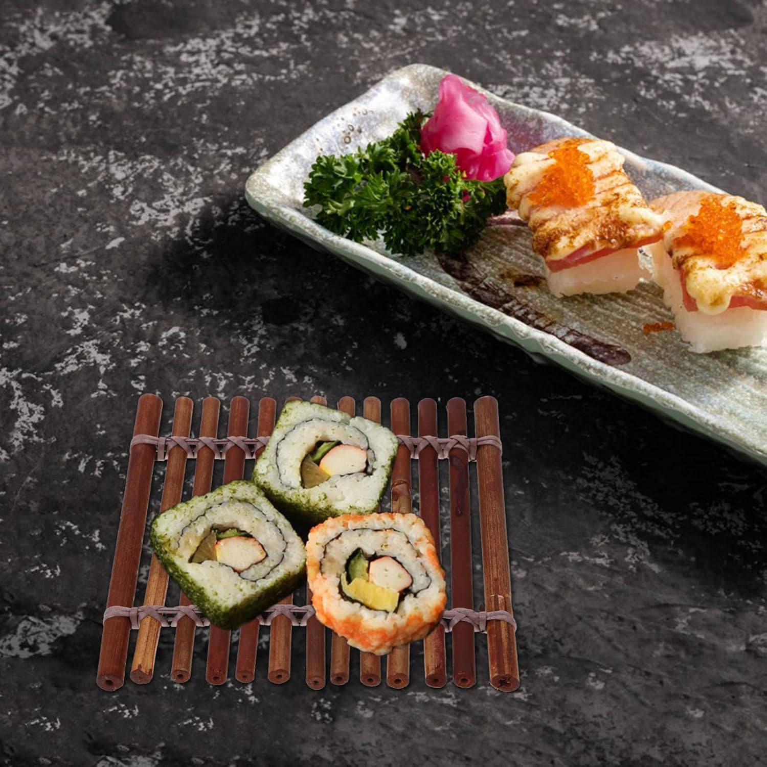 MOLUCKFU Bamboo Sushi Plate Decorations