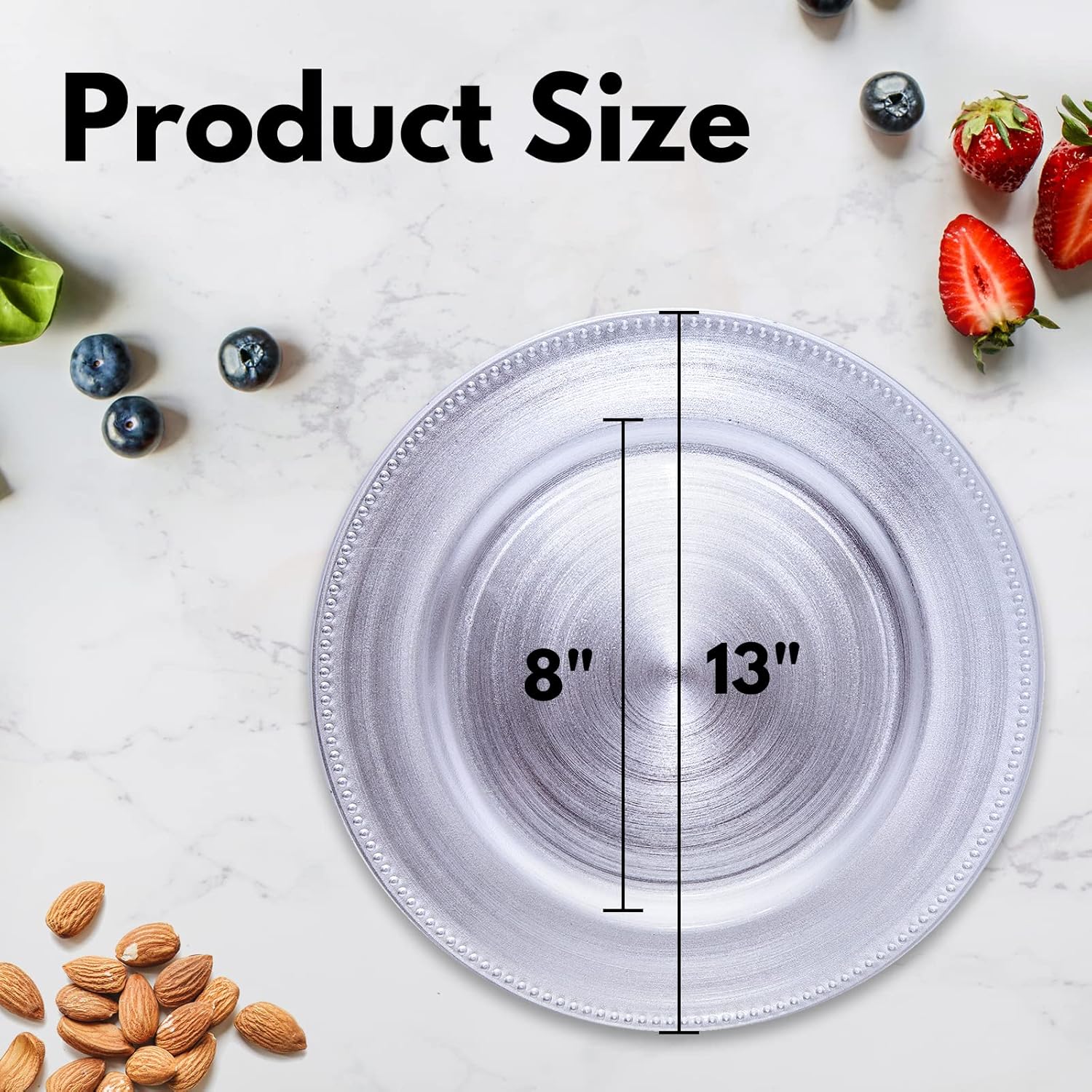 13 Inch Bead Charger Plates 10PCS Set Metallic Silver
