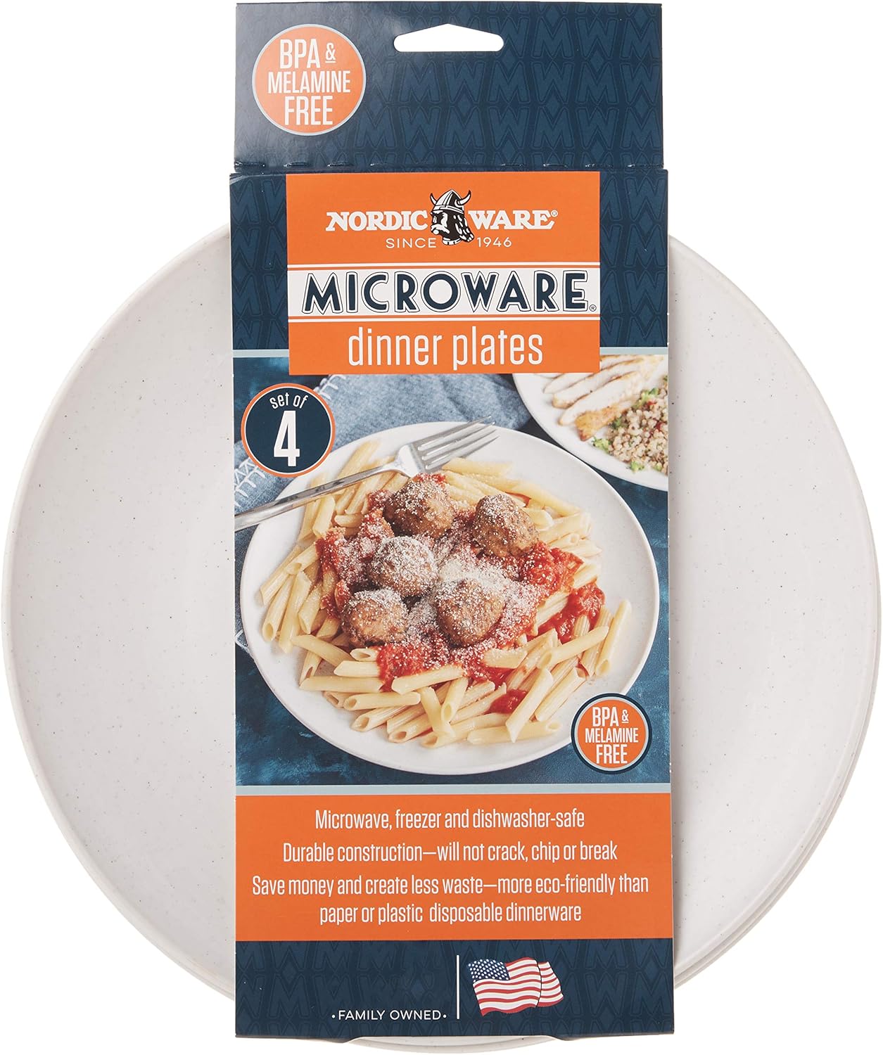 Nordic Ware 4-Piece White Dinner Plates for Microwave