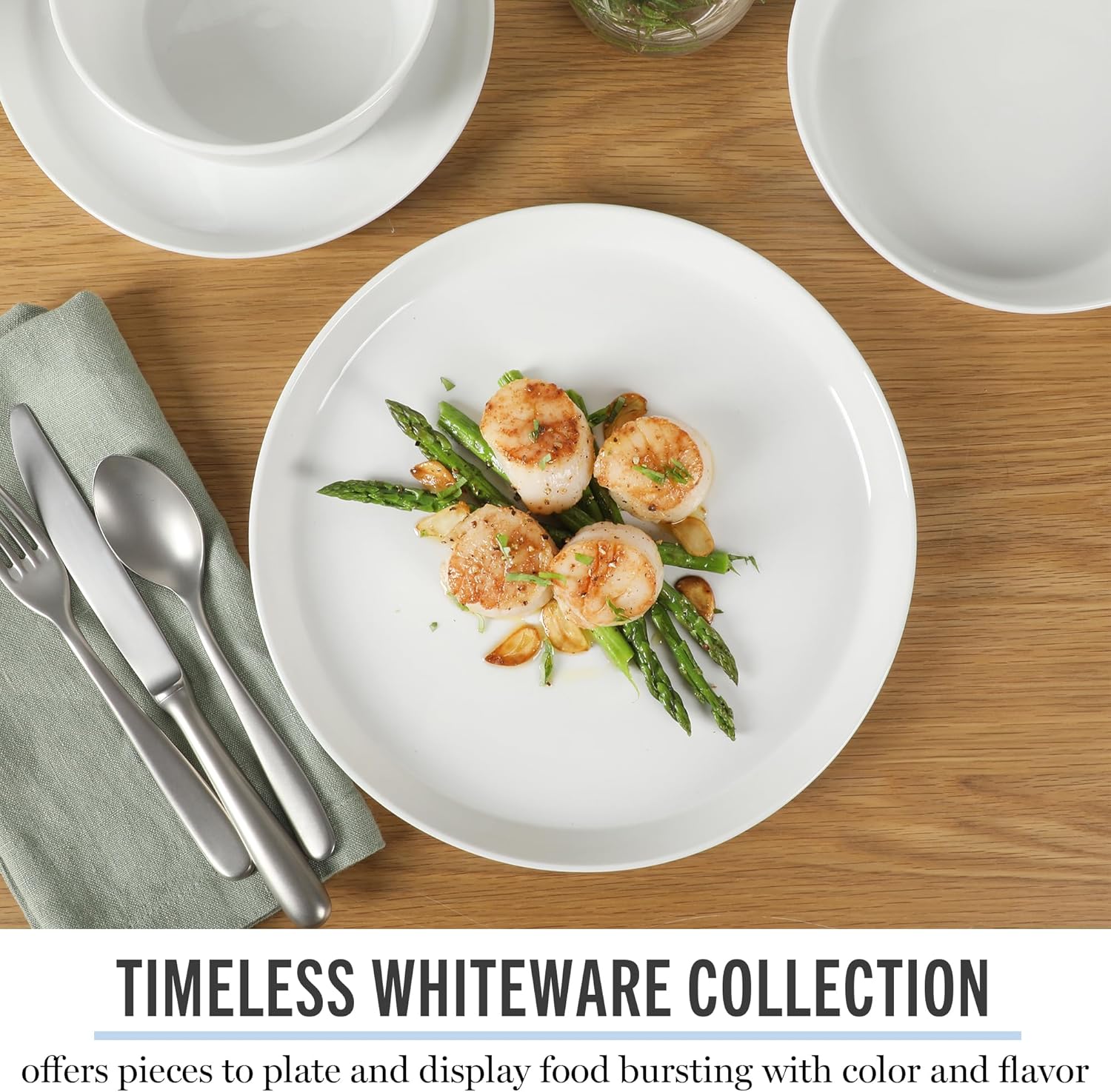 Martha Stewart Selma Chip Scratch-Resistant Dinnerware Set White Durable Elegant