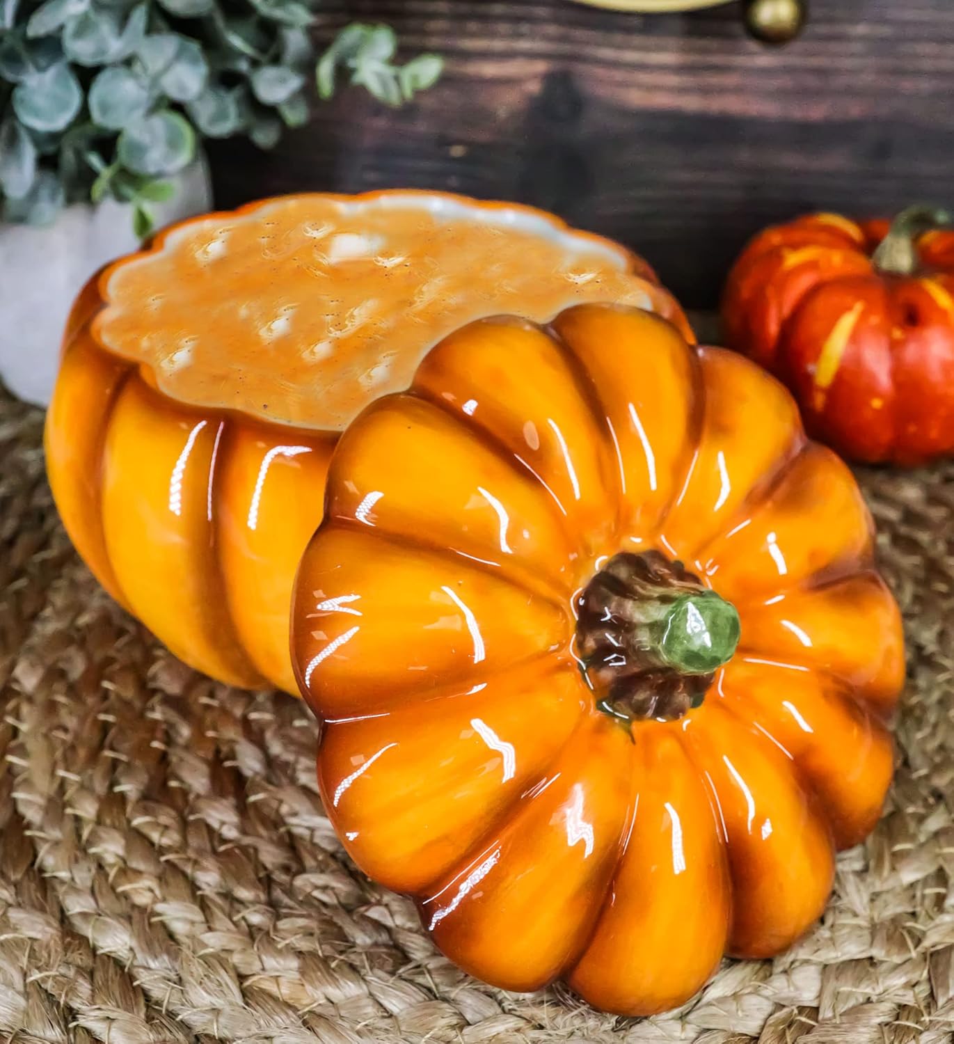 Ebros 6 Orange Pumpkin Soup Bowl with Lid