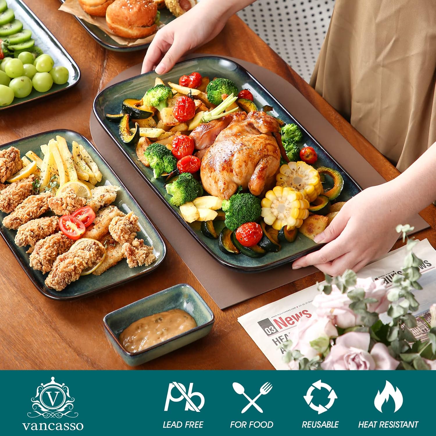 Stylish 3-Piece Rectangular Serving Platter Set