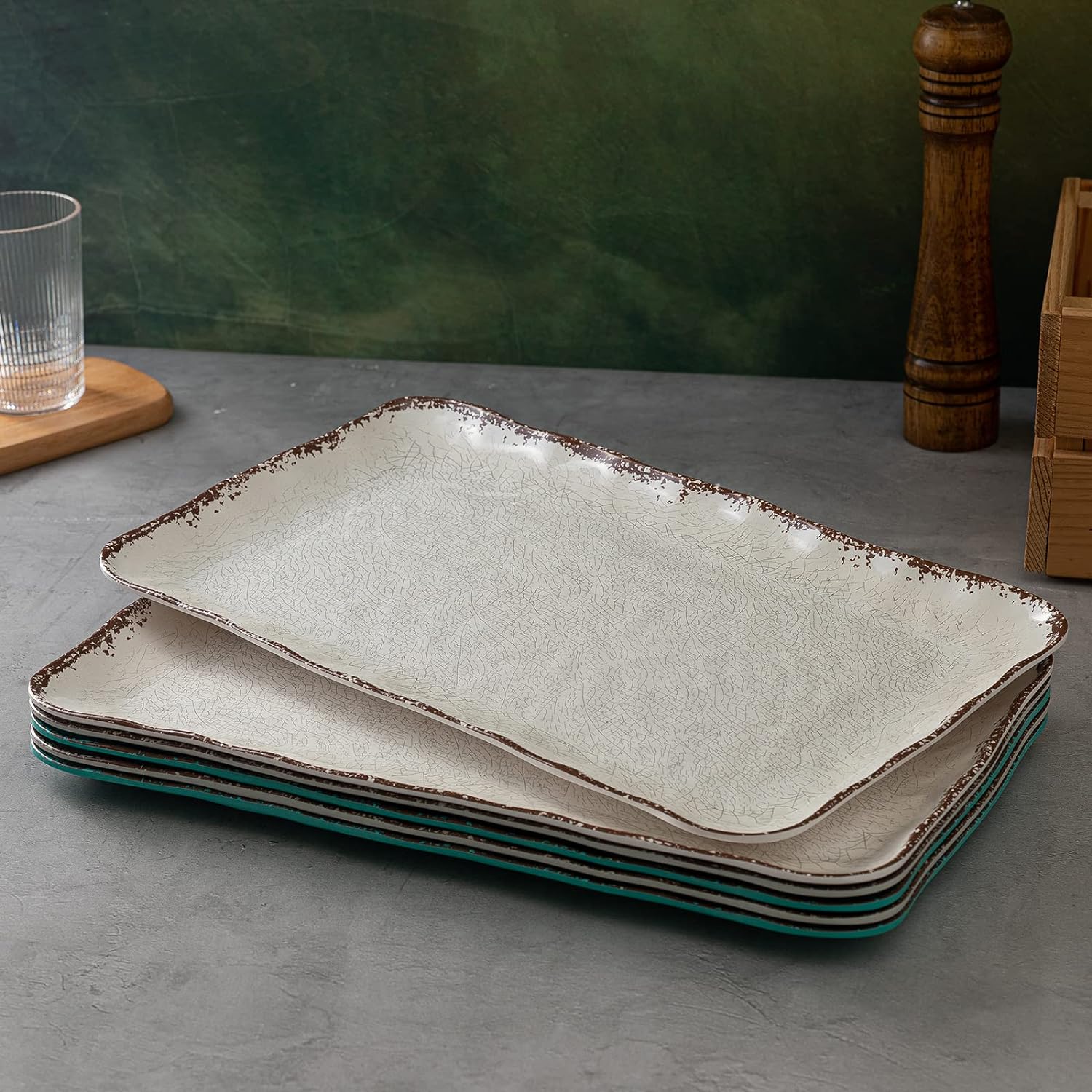 Vibrant Rustic Melamine Serving Platter Set