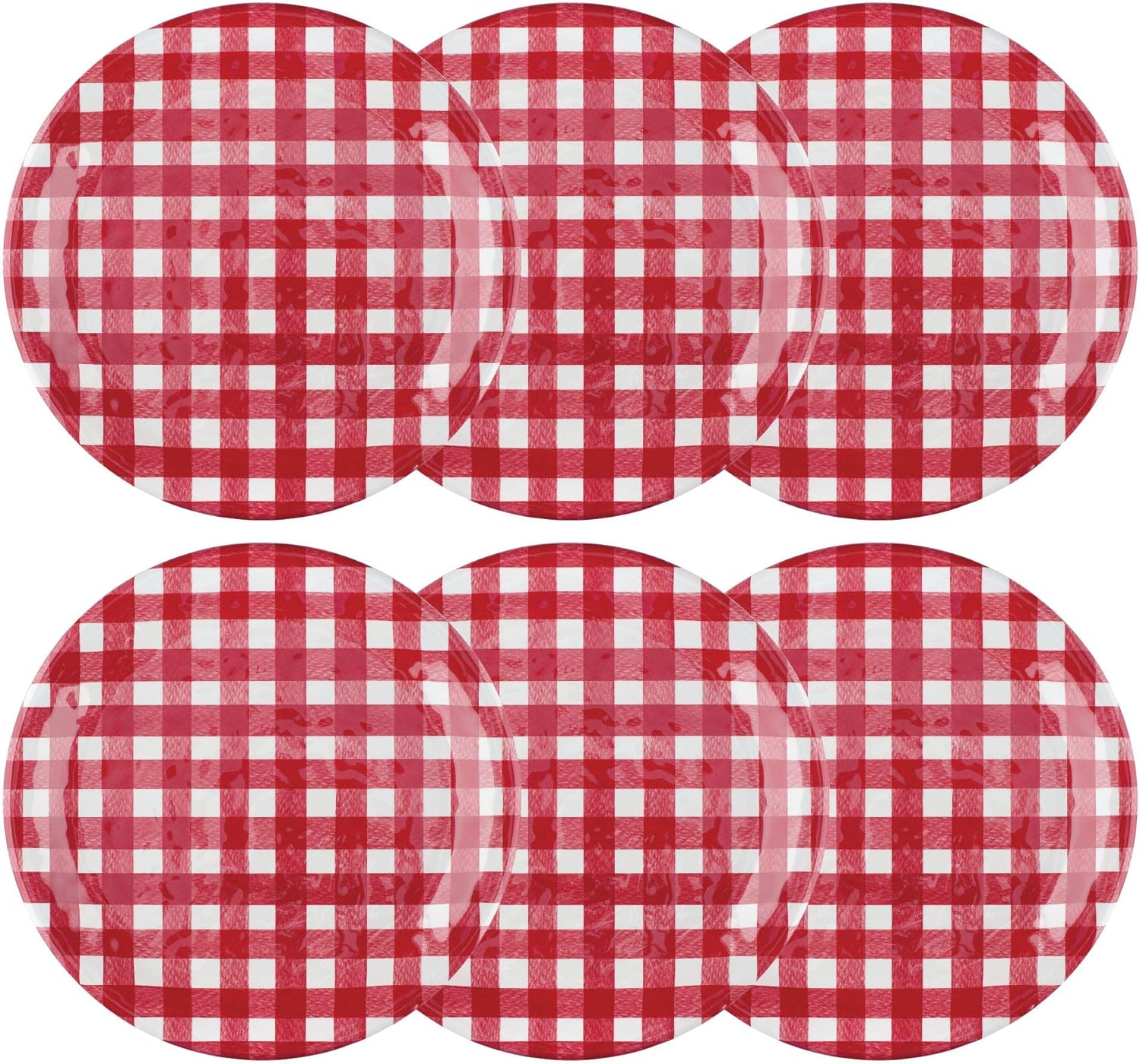 UPware Melamine Salad Plate Set of 6 BPA-Free dishwasher-safe Gingham Design