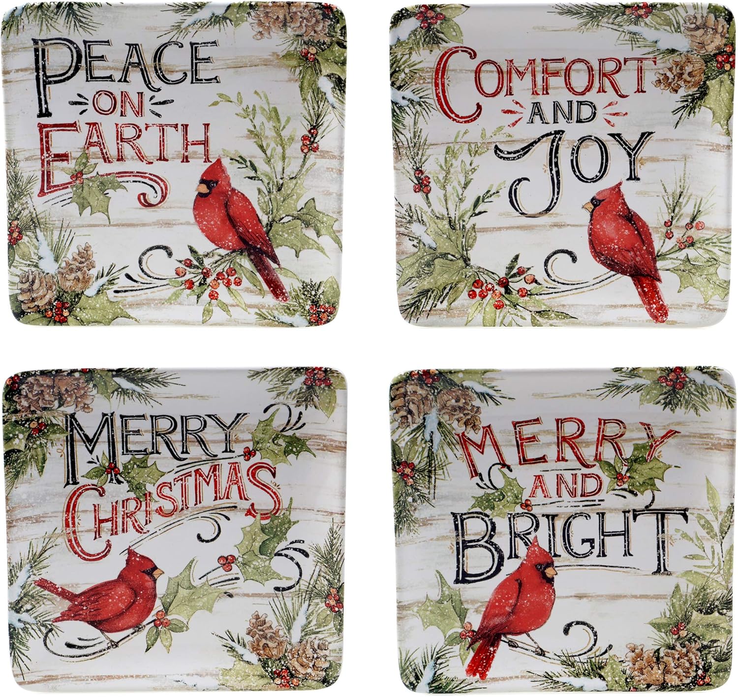 Certified International Evergreen Christmas Salad Plates Set of 4