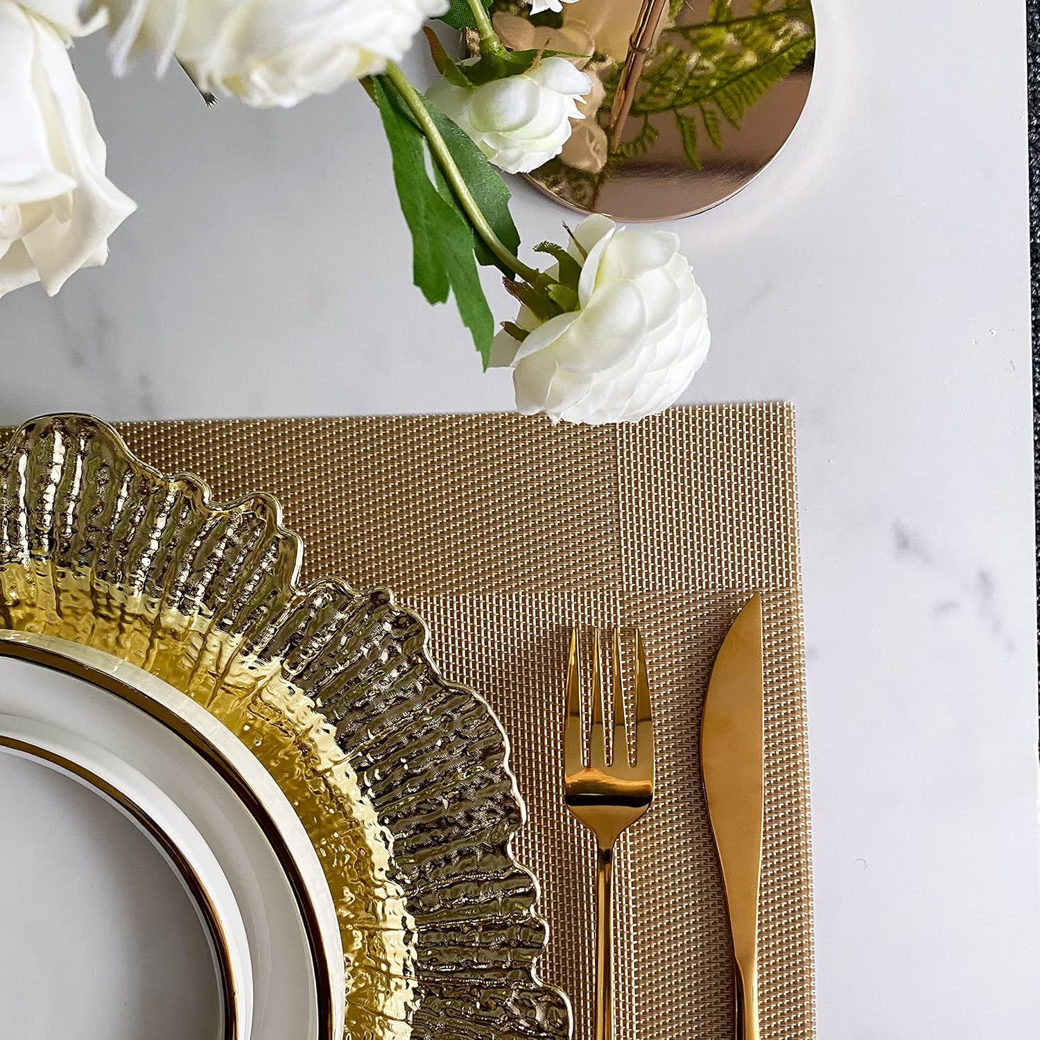 Henilosson 13-inch Gold charger plates for elegant parties 24 pack