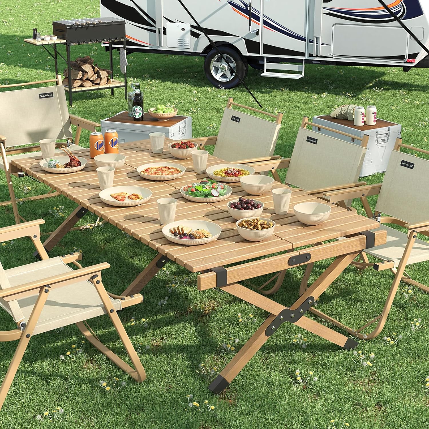 18PCS Unbreakable Wheat Straw Dinnerware Set for Kitchen Camping Multi-Scene Use