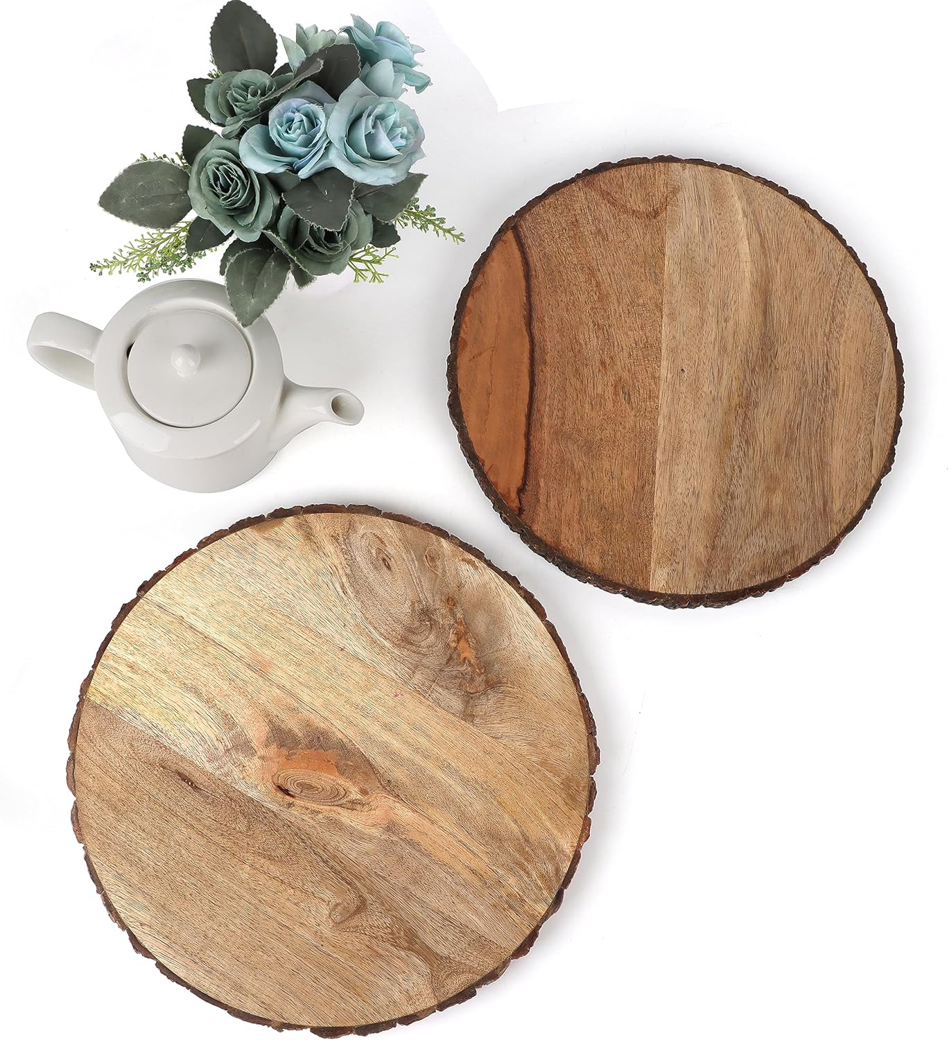 Cleentable Mango Wood Appetizer Plate 4-Pack