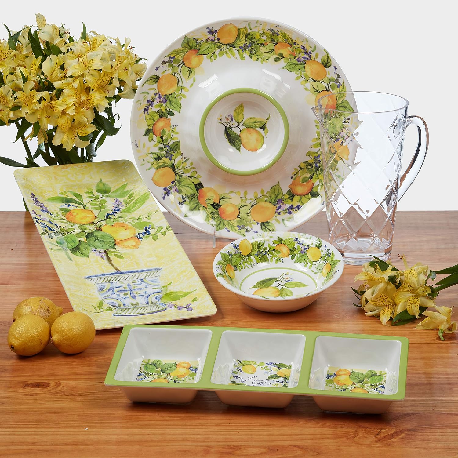 Certified International Lemon Zest Melamine SaladDessert Plates Set of 6