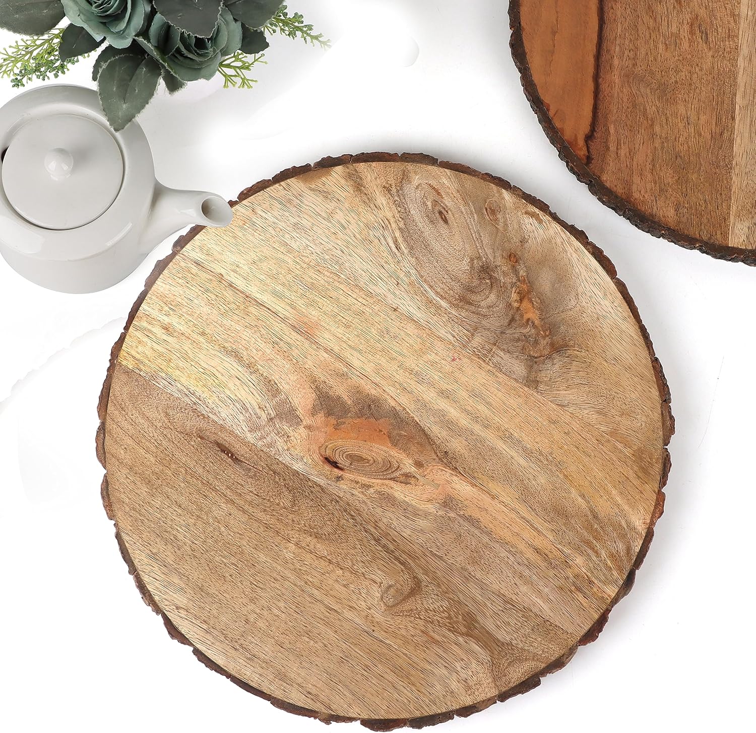 Cleentable Mango Wood Appetizer Plate 4-Pack