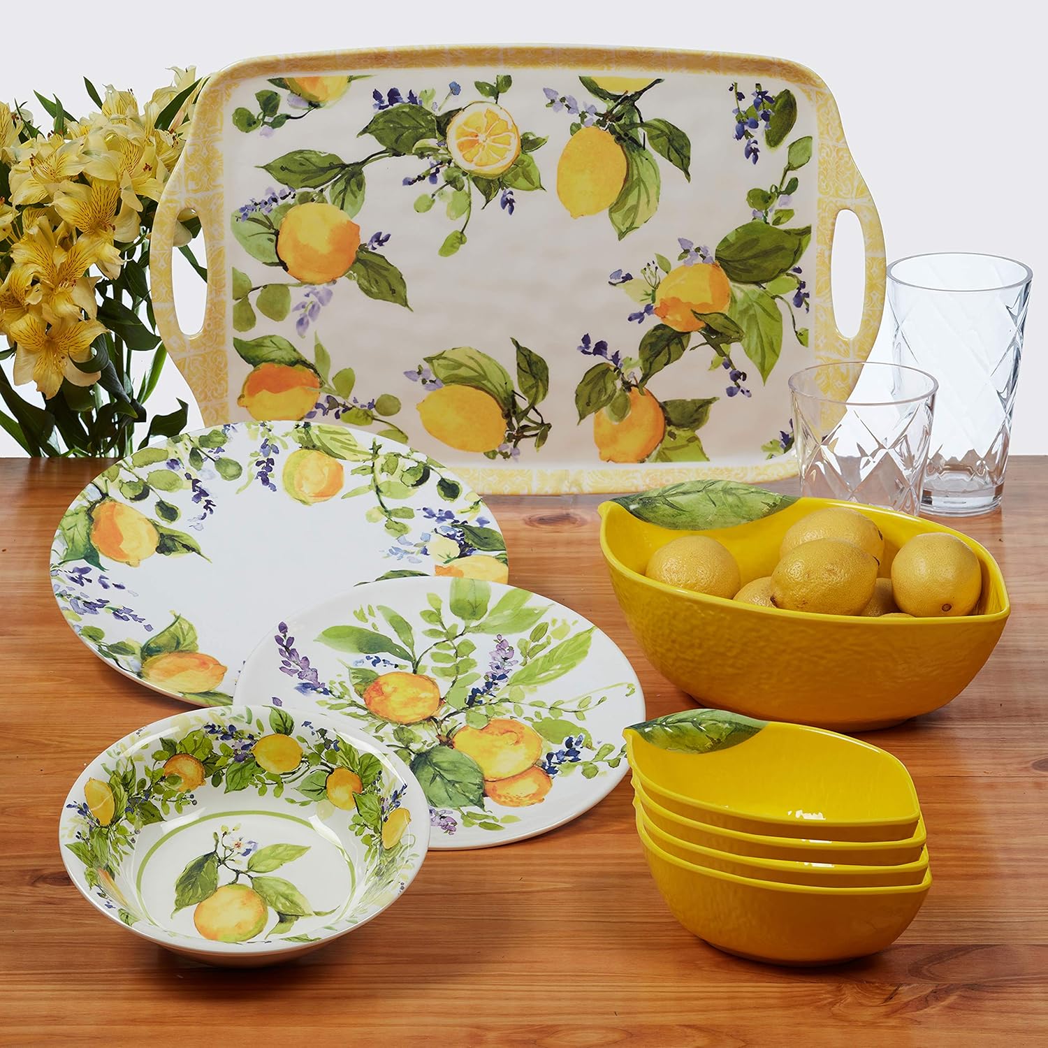 Certified International Lemon Zest Melamine SaladDessert Plates Set of 6