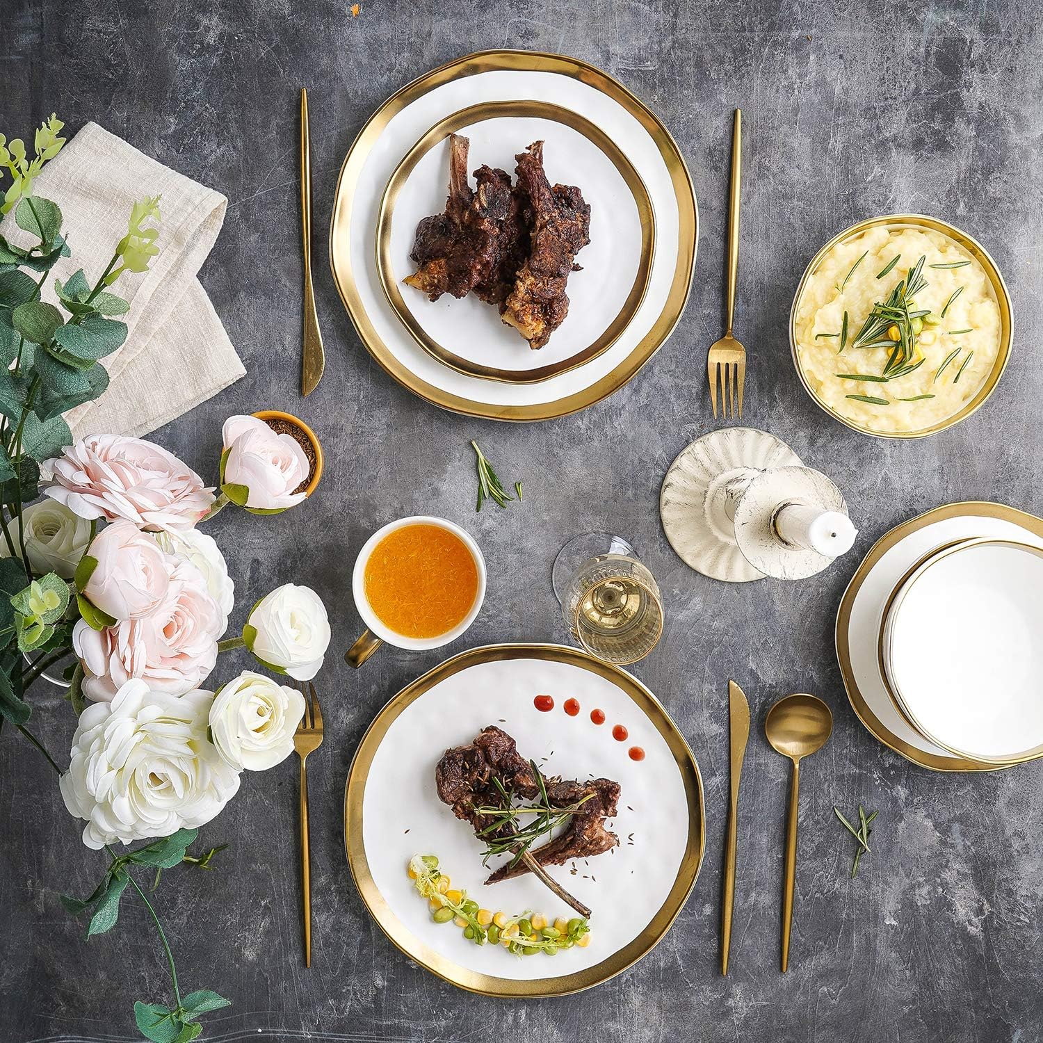 Elegant Stone Lain Modern Dinnerware Set