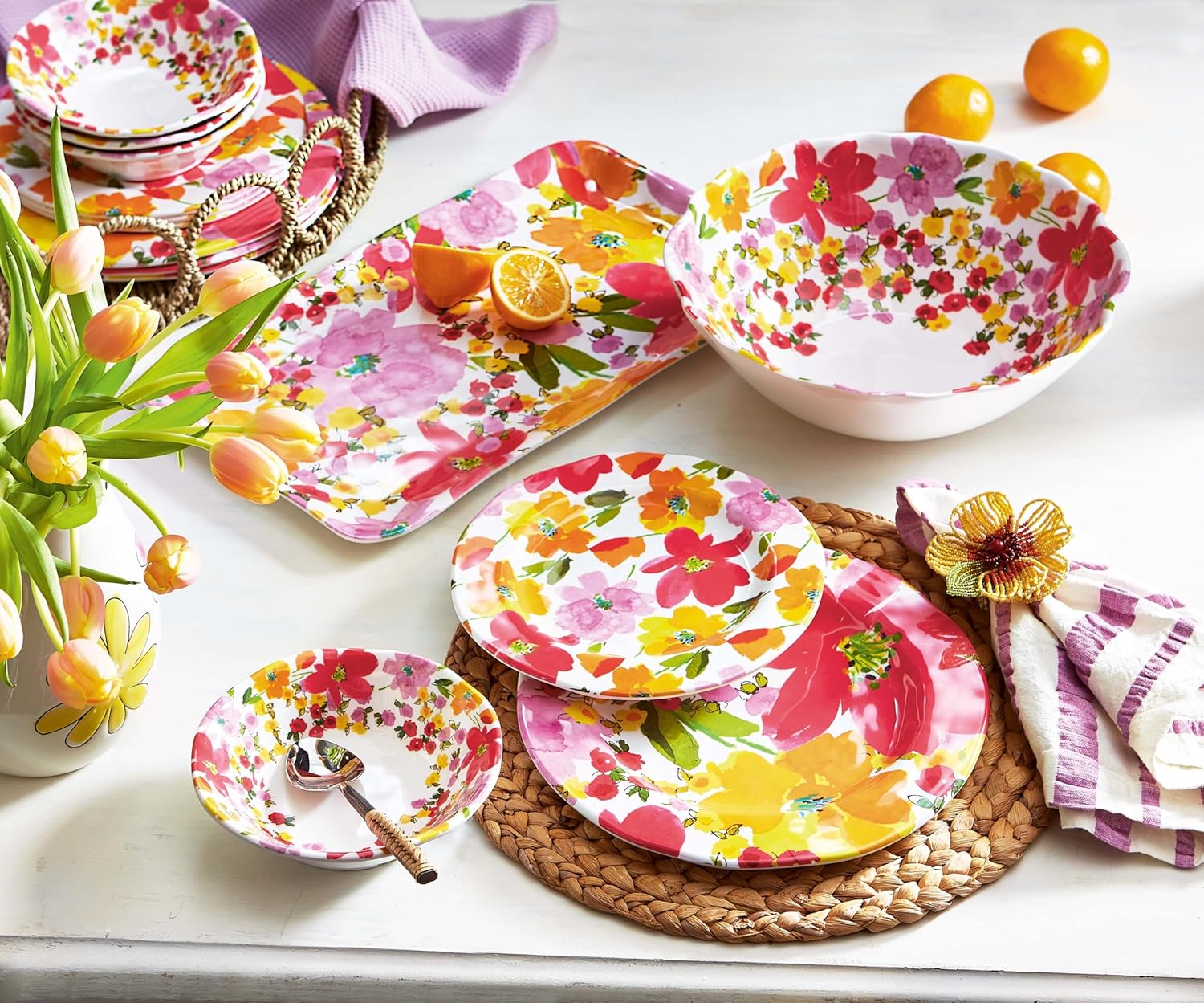 Bright Multicolored Melamine Dinnerware Set
