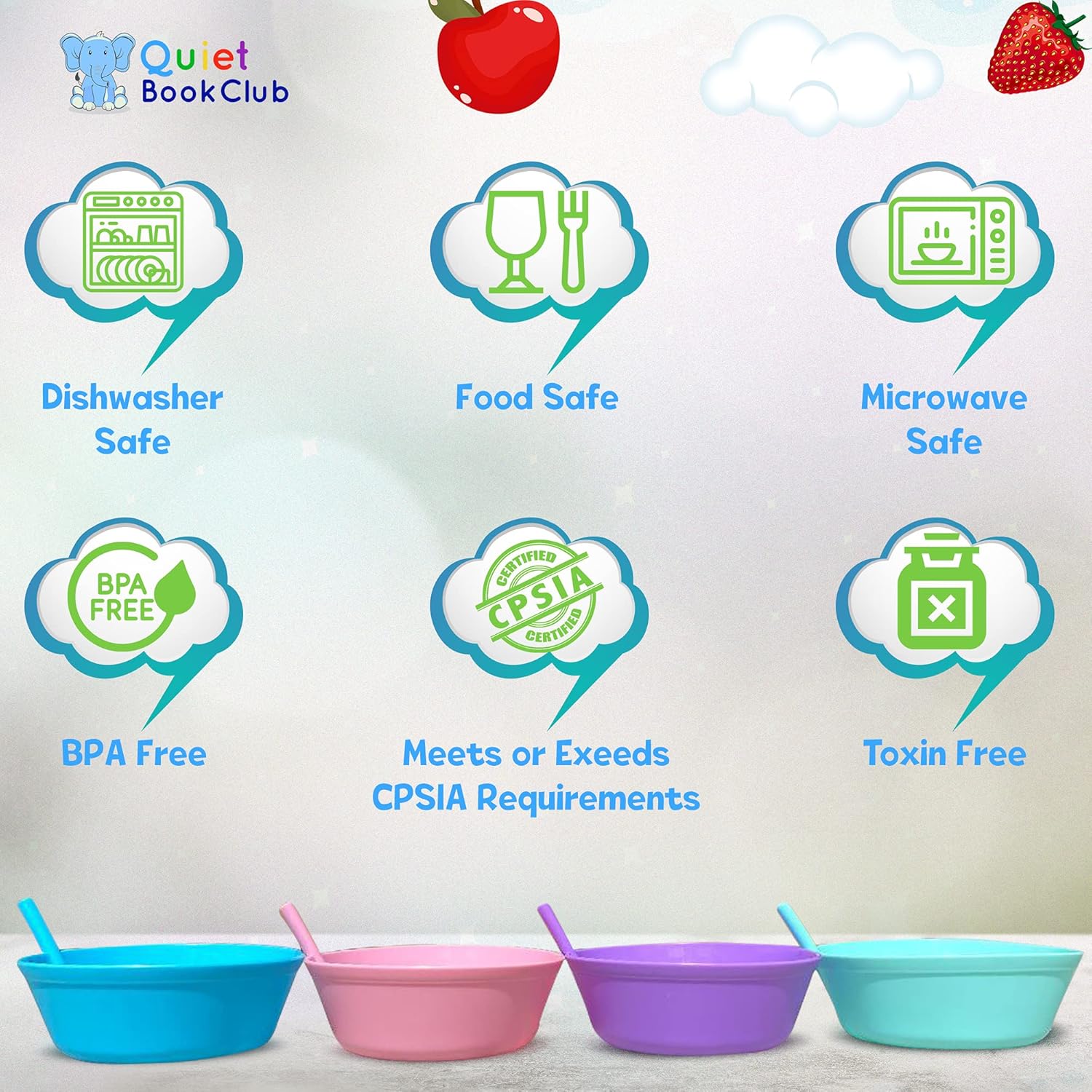Cereal Bowls with Straws for Kids
