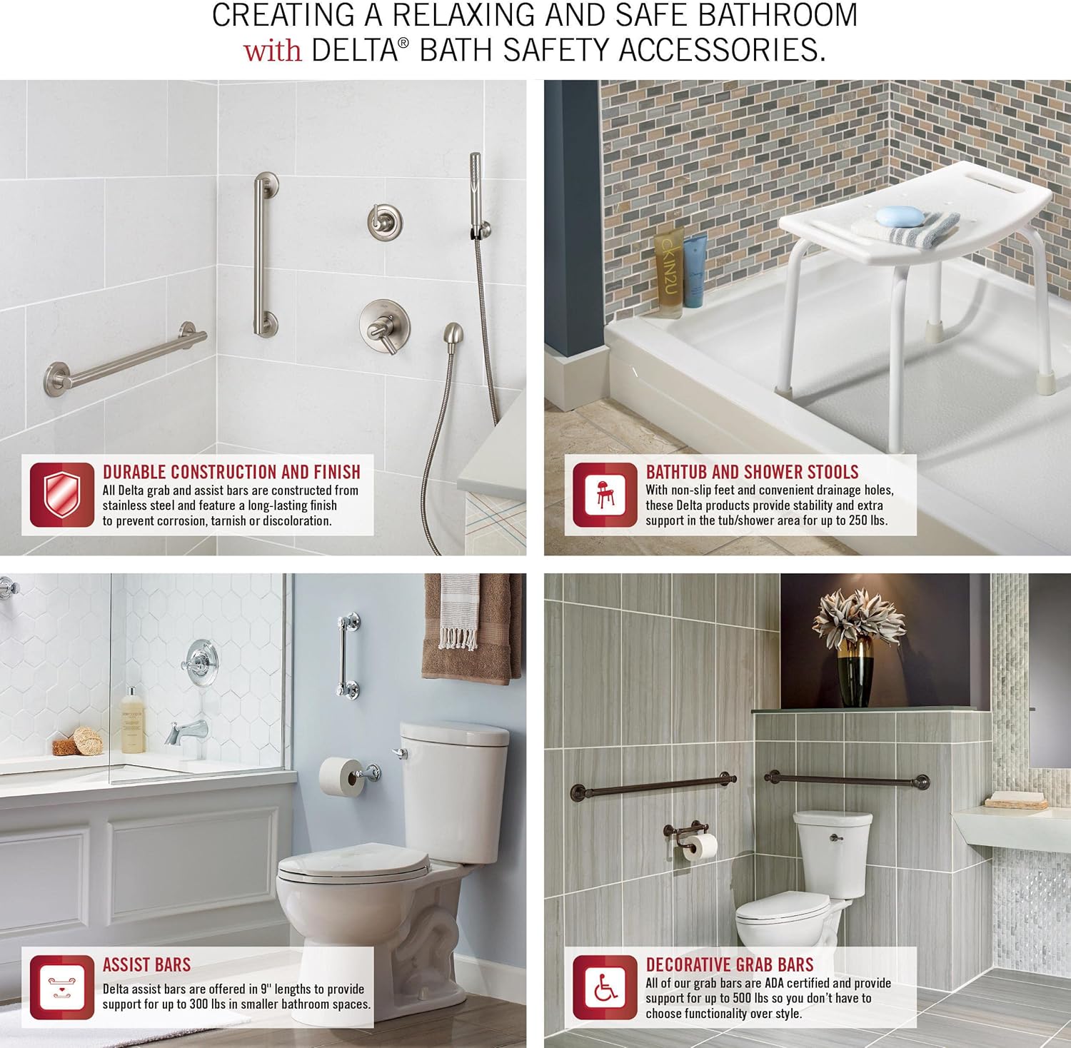 Delta Bath Assit Bar 300lb ADA Compliant White