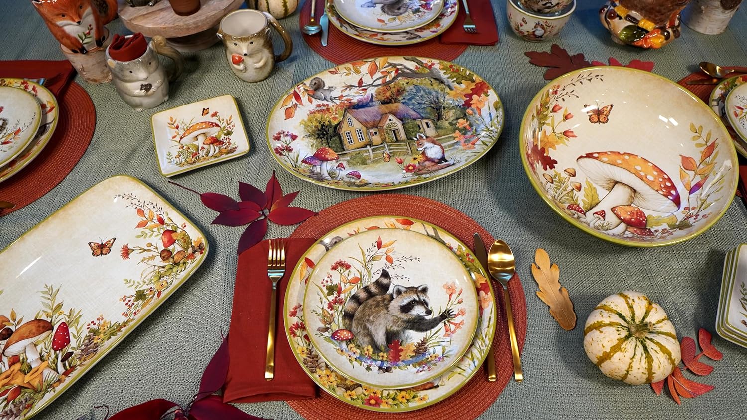 Perfect Oval Turkey Platter with Woodland Critters Design