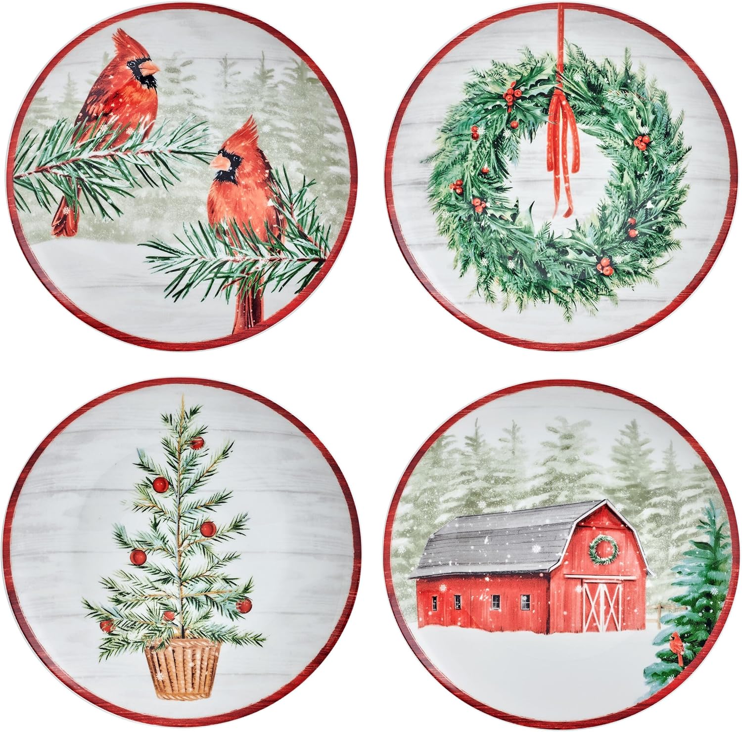 Mikasa Holiday Countryside Christmas Salad Plates Set of 4 9 Inch