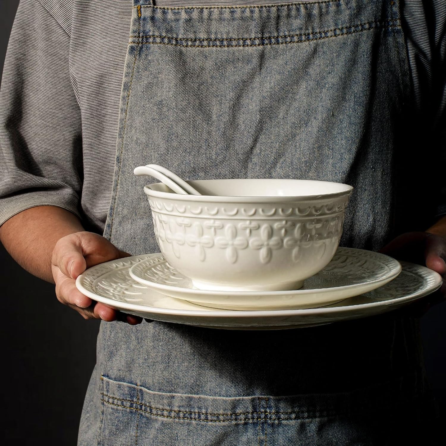 Elegant White Ceramic Salad Plates