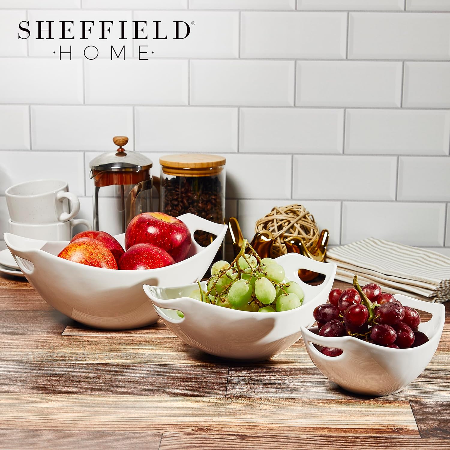 Sheffield Home 3 Piece Serving Bowls Set - 15 28 47 Oz