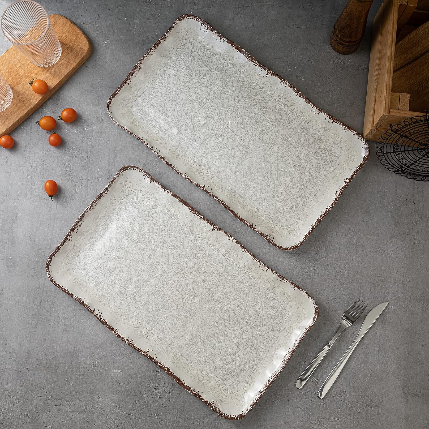 Vibrant Rustic Melamine Serving Platter Set