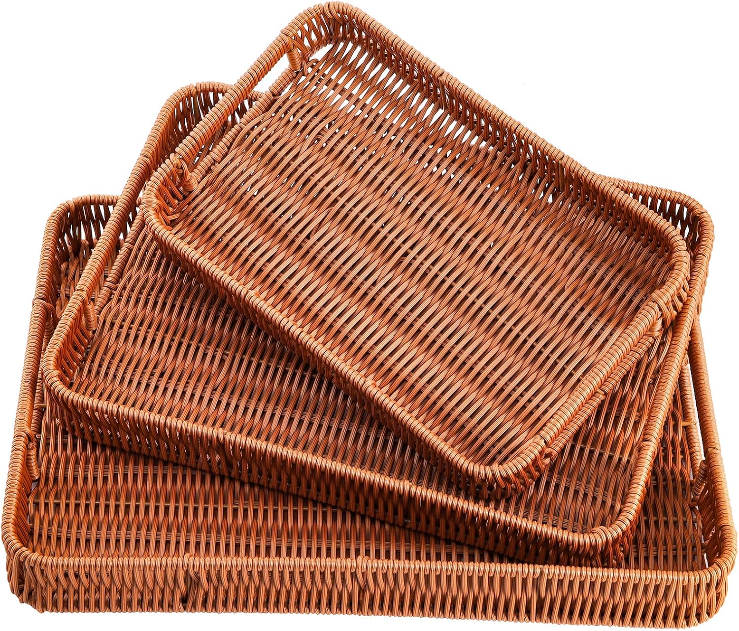 Yarlung 3 Pack Woven Baskets Serving Trays with Handles