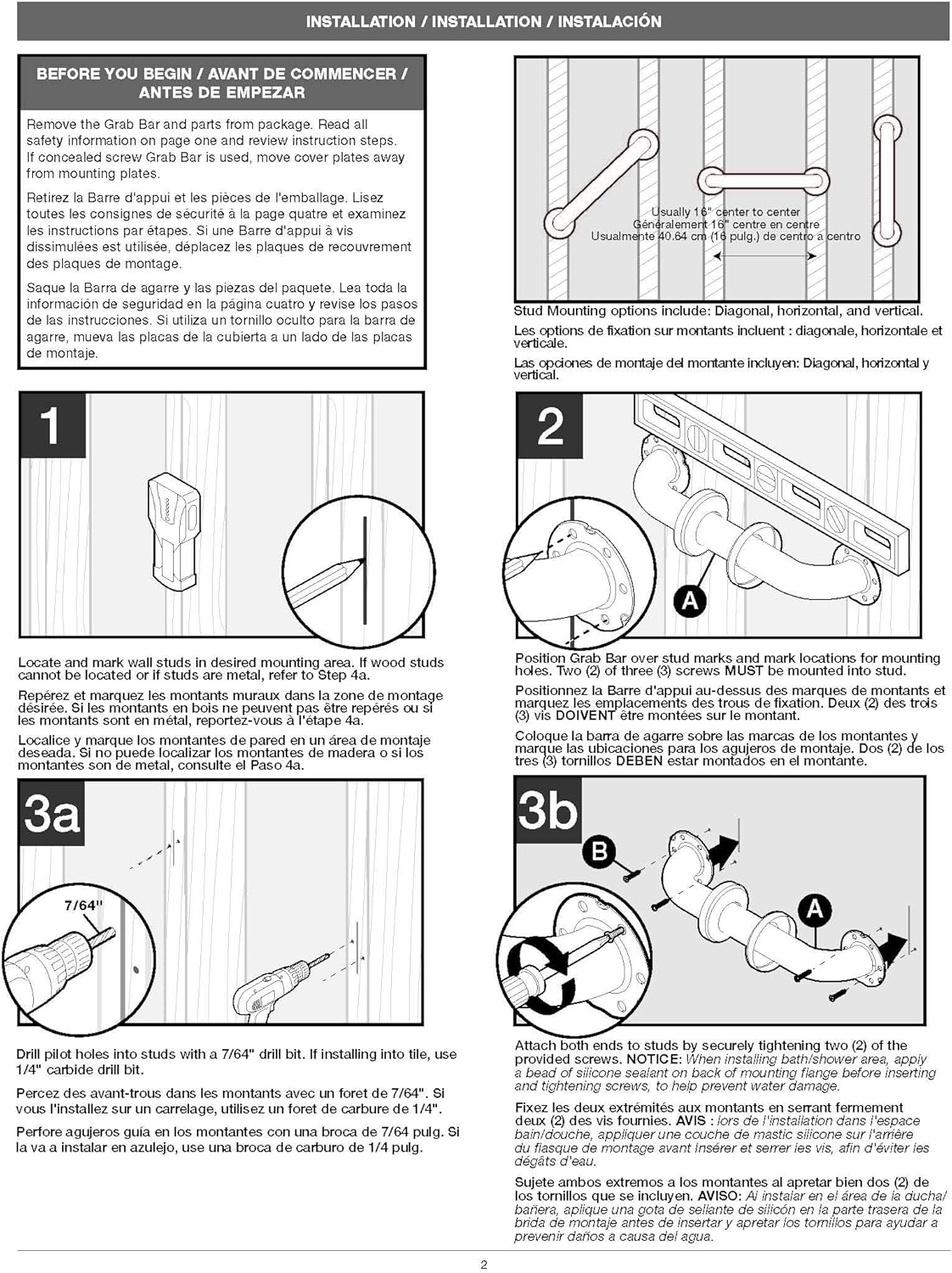 Delta 18 Inch Concealed Screw Bath Safety Grab Bar Stainless Steel