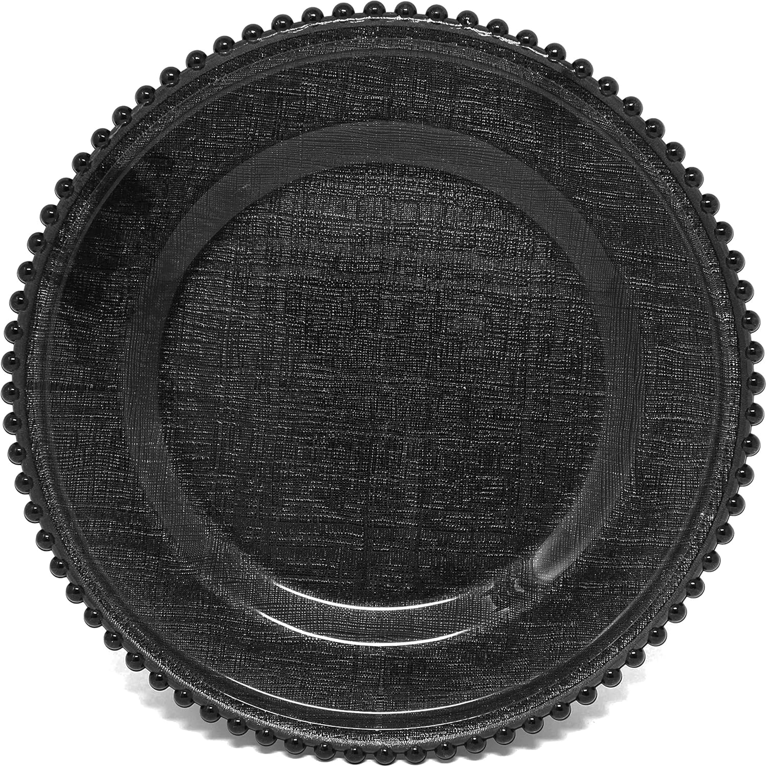 Ms Lovely Cross-Stitch Glass charger plate set - Black 126 inch - Beaded Rim