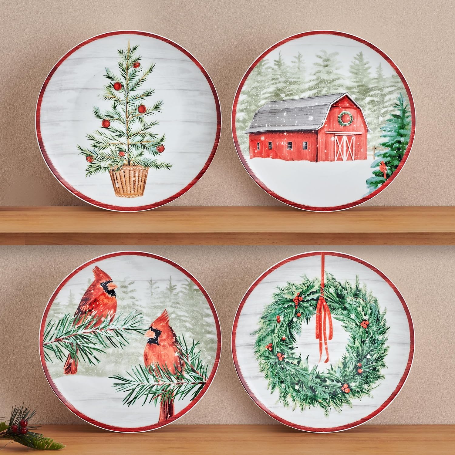 Mikasa Holiday Countryside Christmas Salad Plates Set of 4 9 Inch