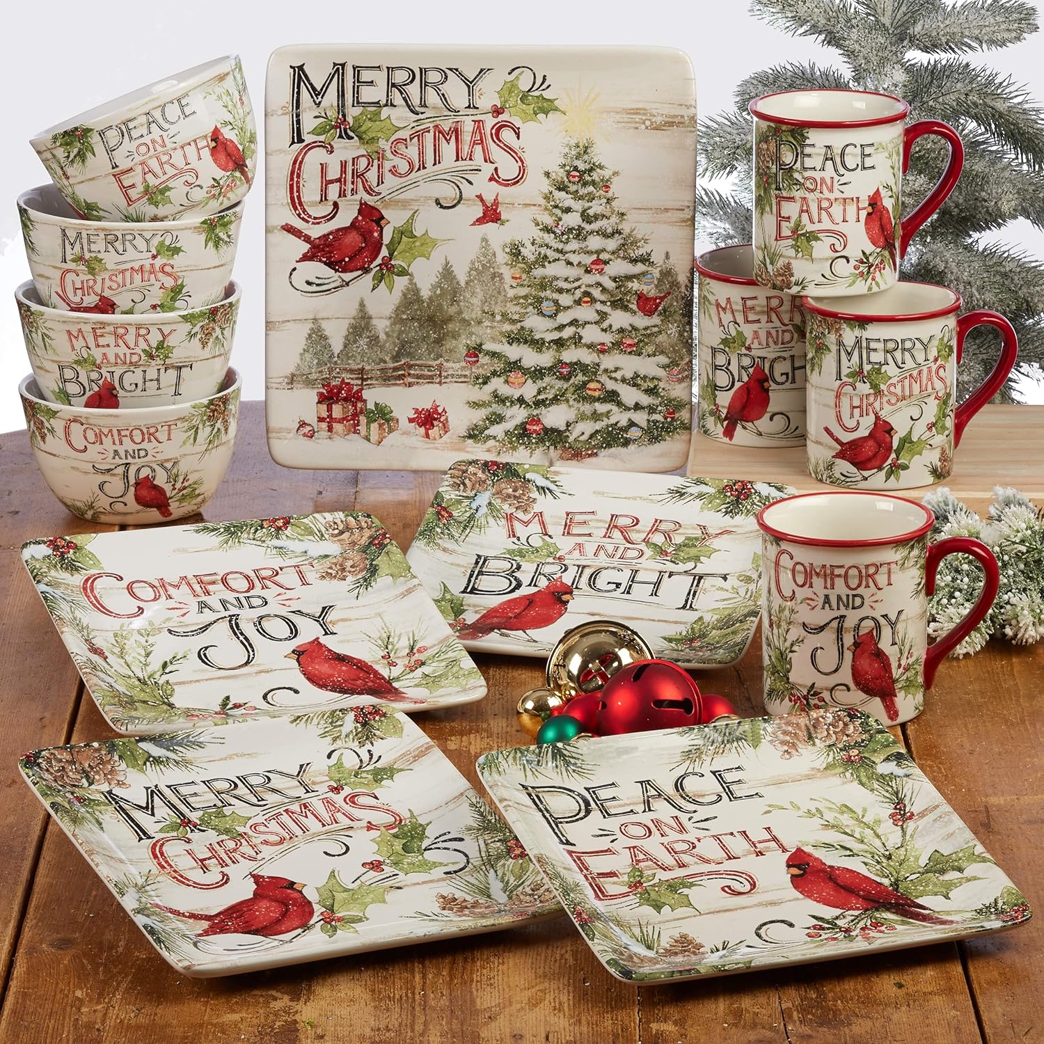 Certified International Evergreen Christmas Salad Plates Set of 4