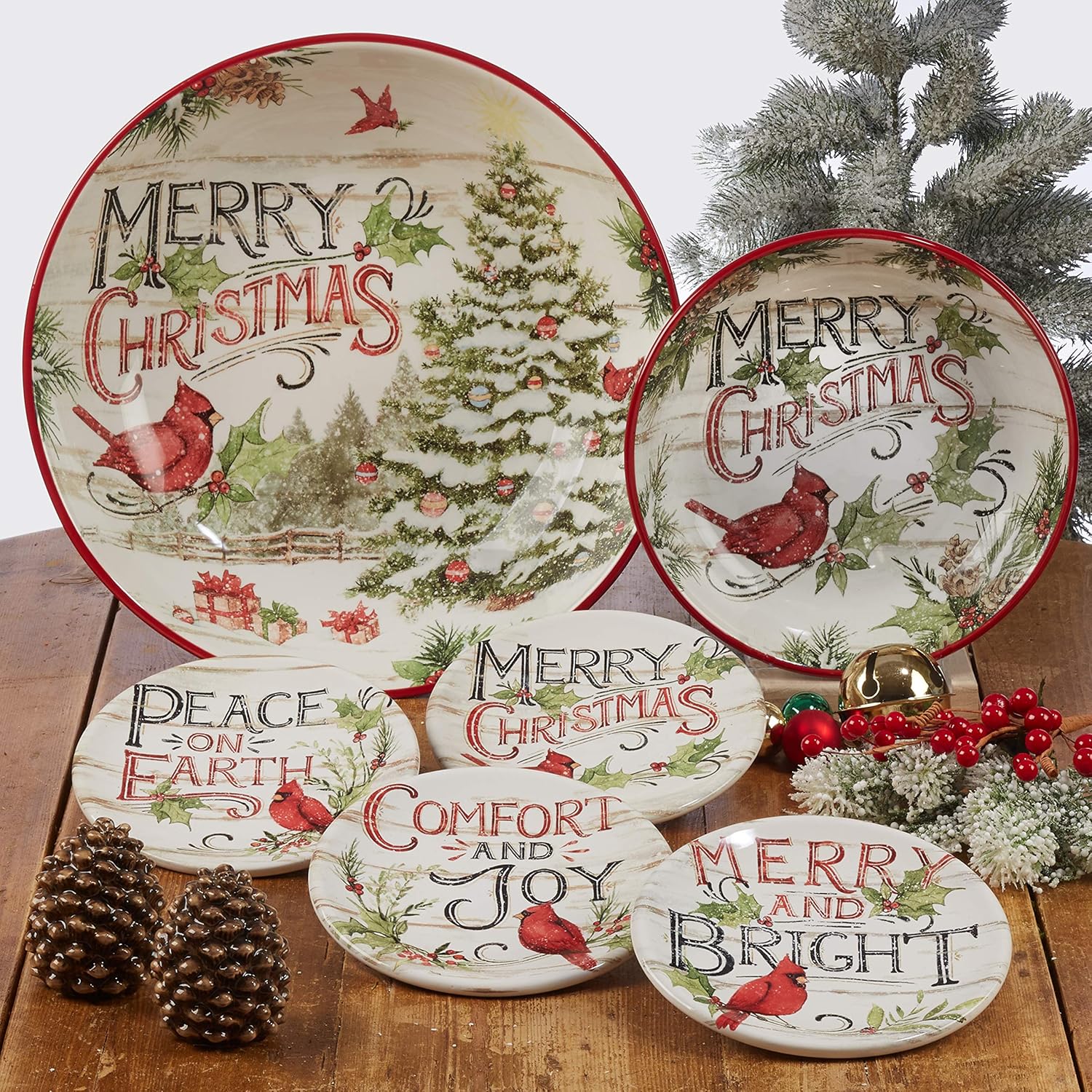 Certified International Evergreen Christmas Salad Plates Set of 4