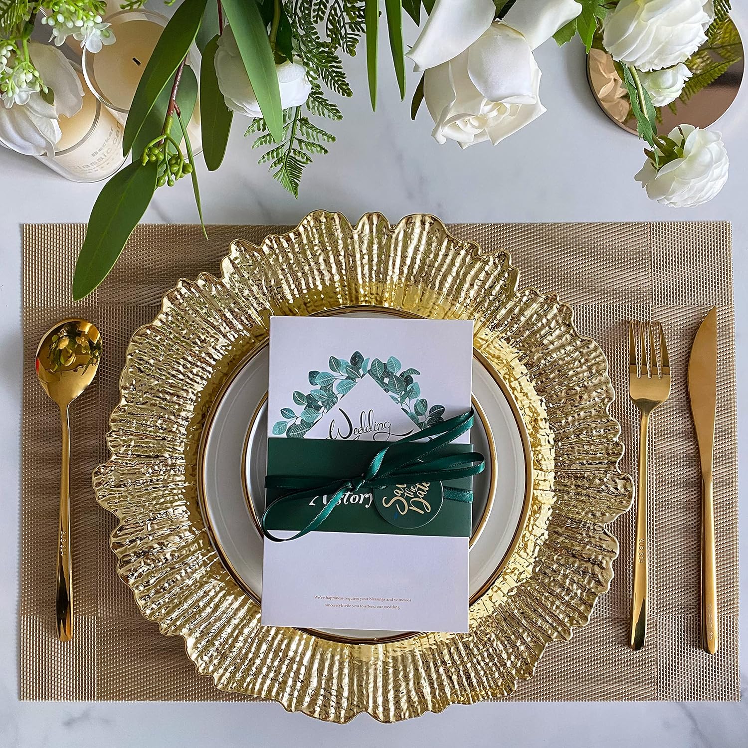 Henilosson 13-inch Gold charger plates for elegant parties 24 pack