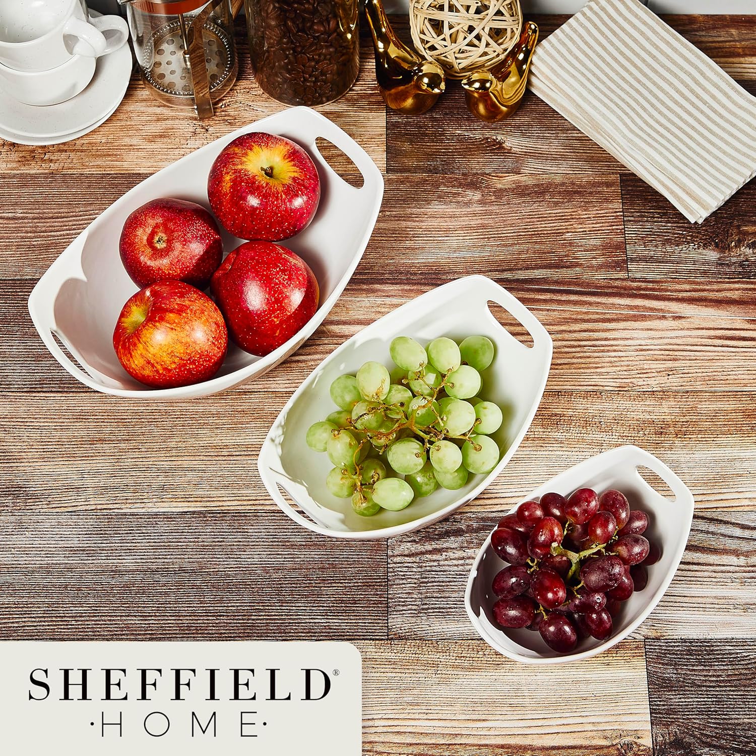 Sheffield Home 3 Piece Serving Bowls Set - 15 28 47 Oz