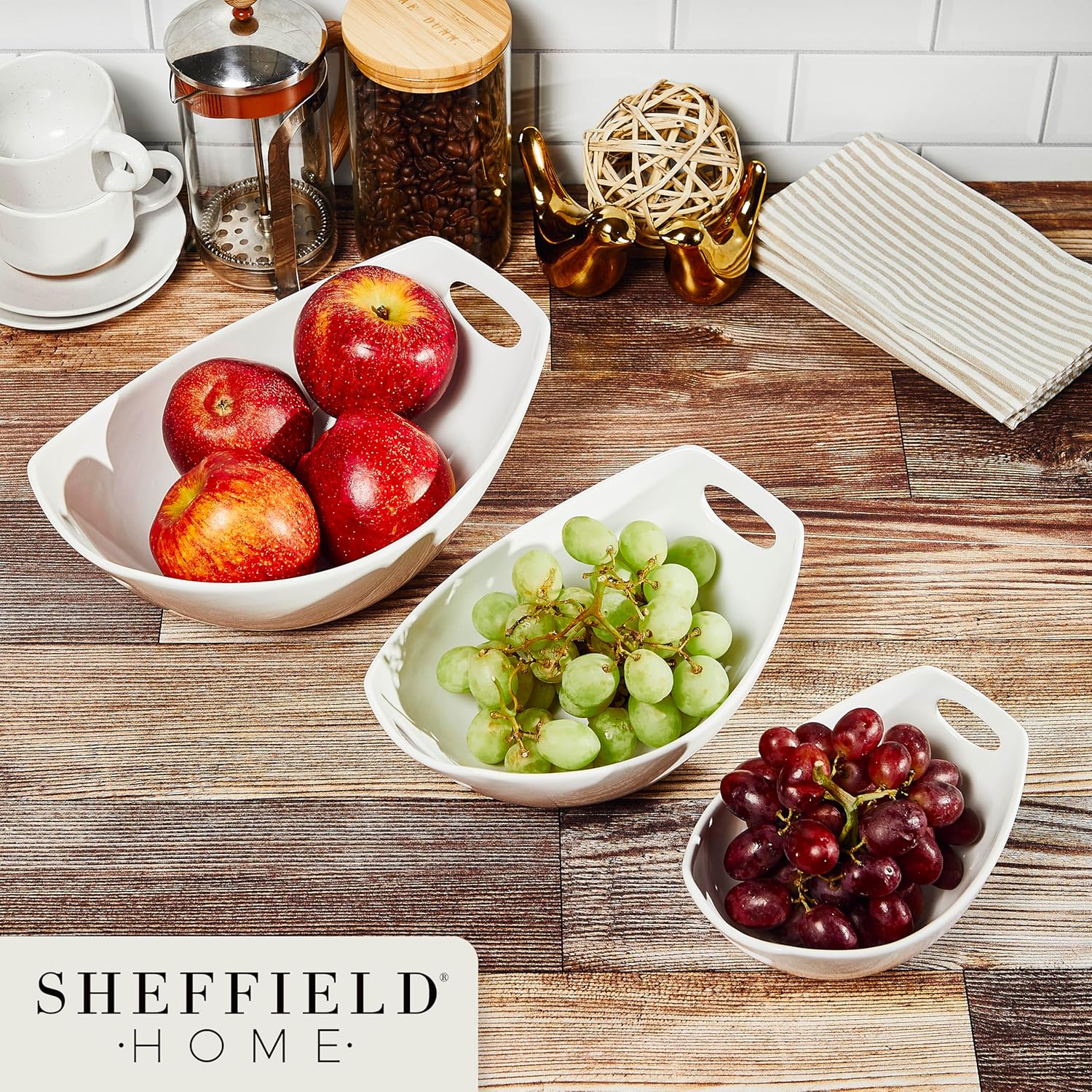 Sheffield Home 3 Piece Serving Bowls Set - 15 28 47 Oz